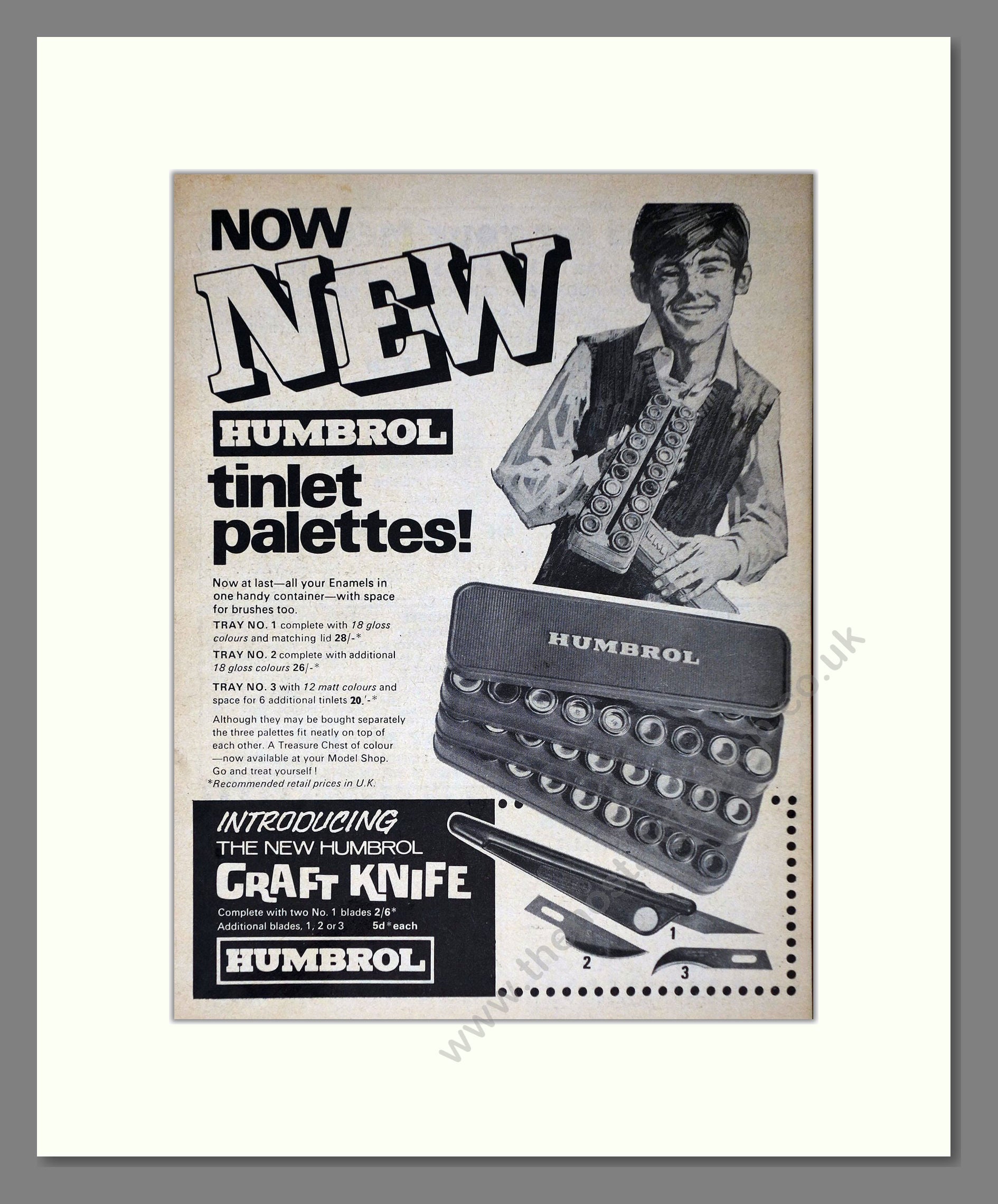 Humbrol - Tinlet Palettes. Vintage Advert 1968 (ref AD65953)