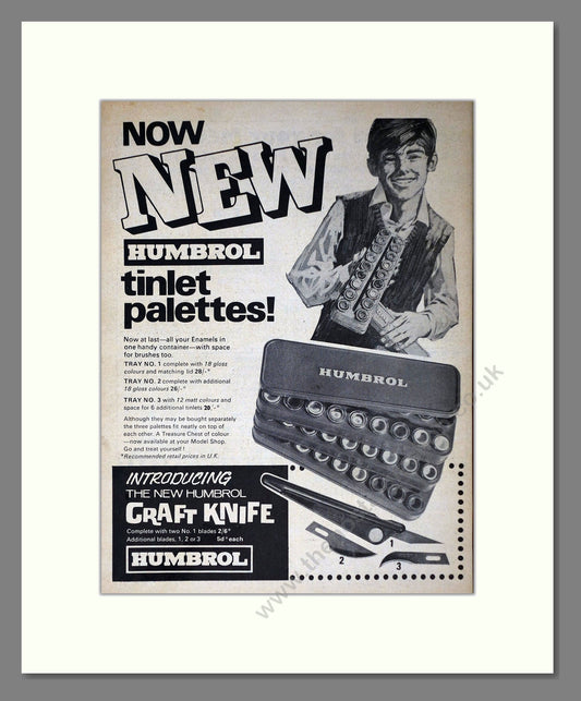 Humbrol - Tinlet Palettes. Vintage Advert 1968 (ref AD65953)