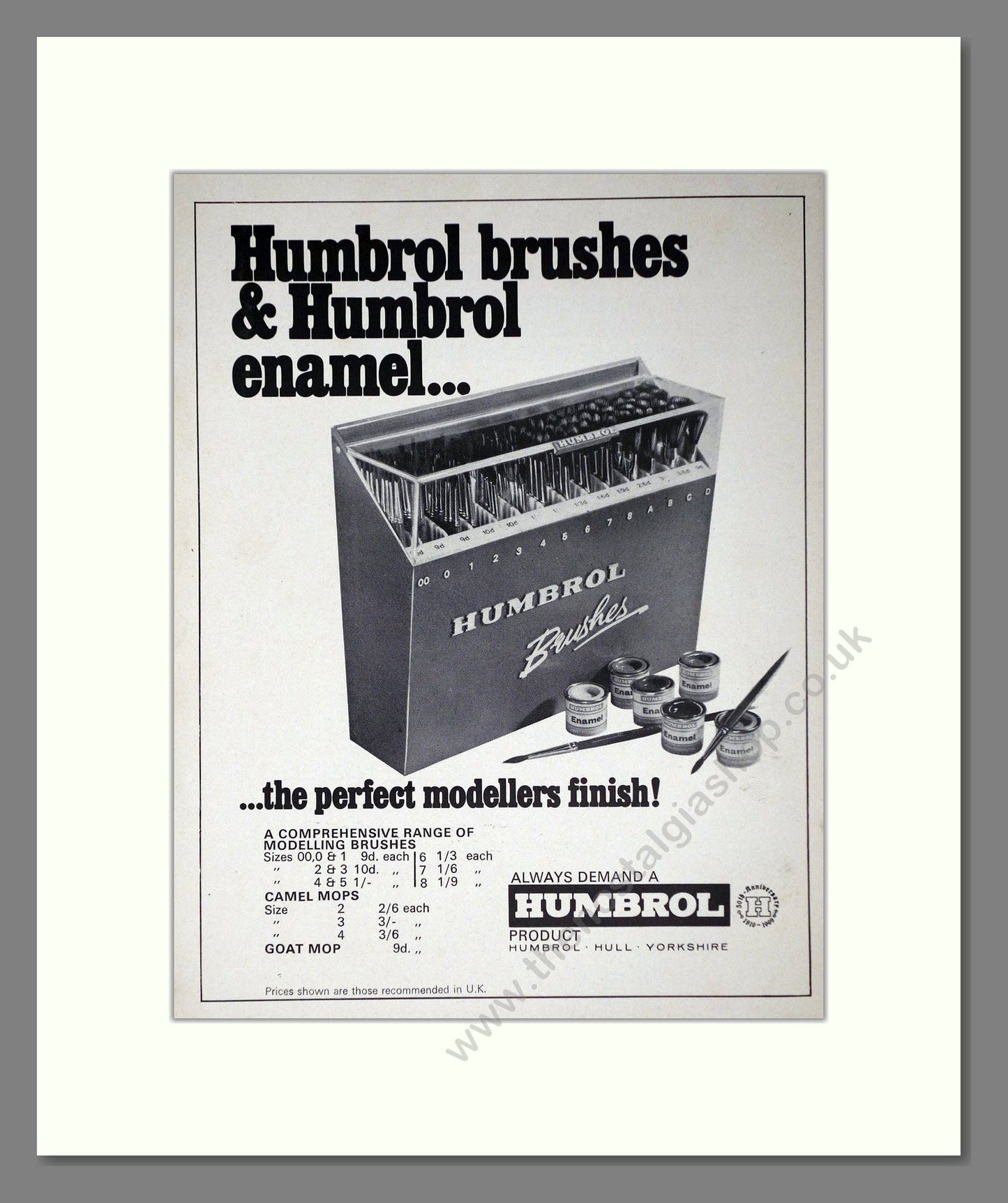 Humbrol - Brushes And Enamel Paint. Vintage Advert 1969 (ref AD65954)