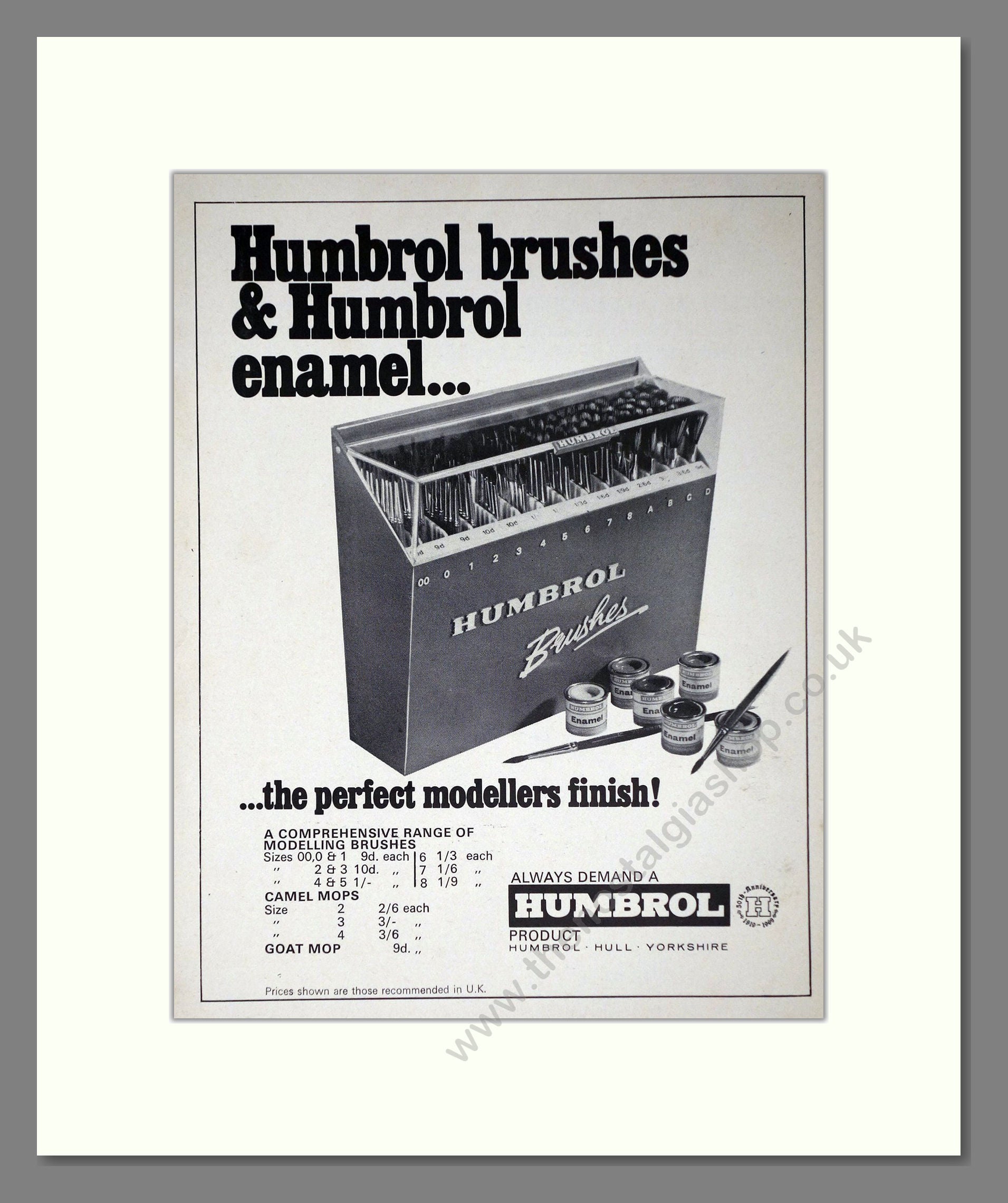 Humbrol - Brushes And Enamel Paint. Vintage Advert 1969 (ref AD65954)