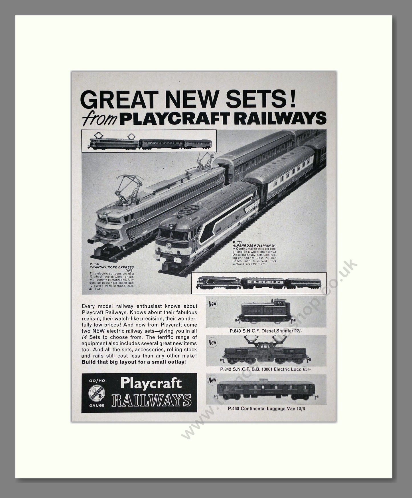 Playcraft - Model Railways. Vintage Advert 1965 (ref AD65957)