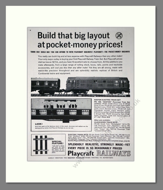 Playcraft - Model Railways. Vintage Advert 1962 (ref AD65959)