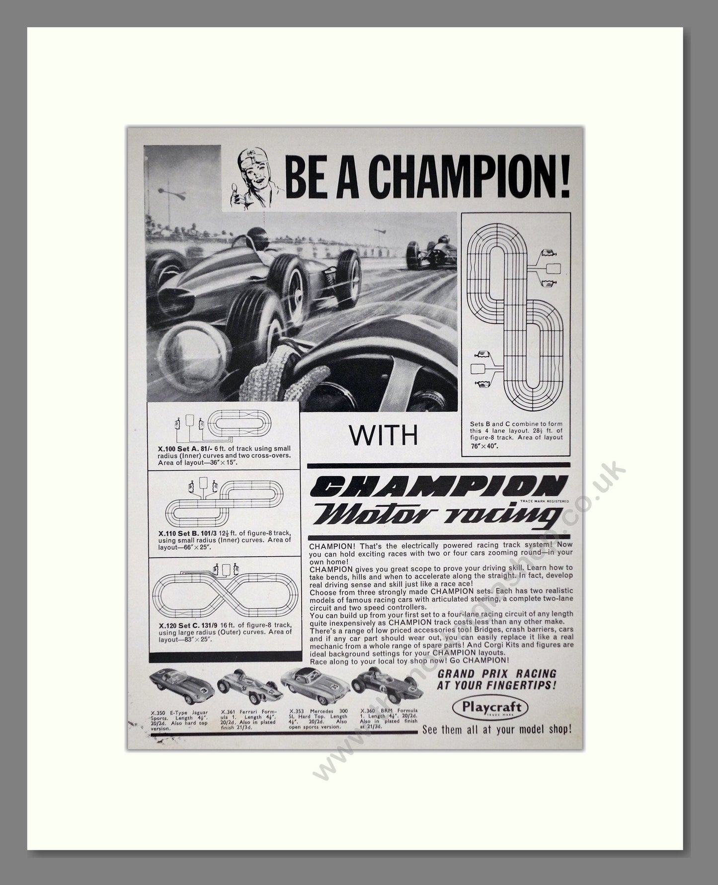Playcraft - Champion Motor Racing. Vintage Advert 1966 (ref AD65963)