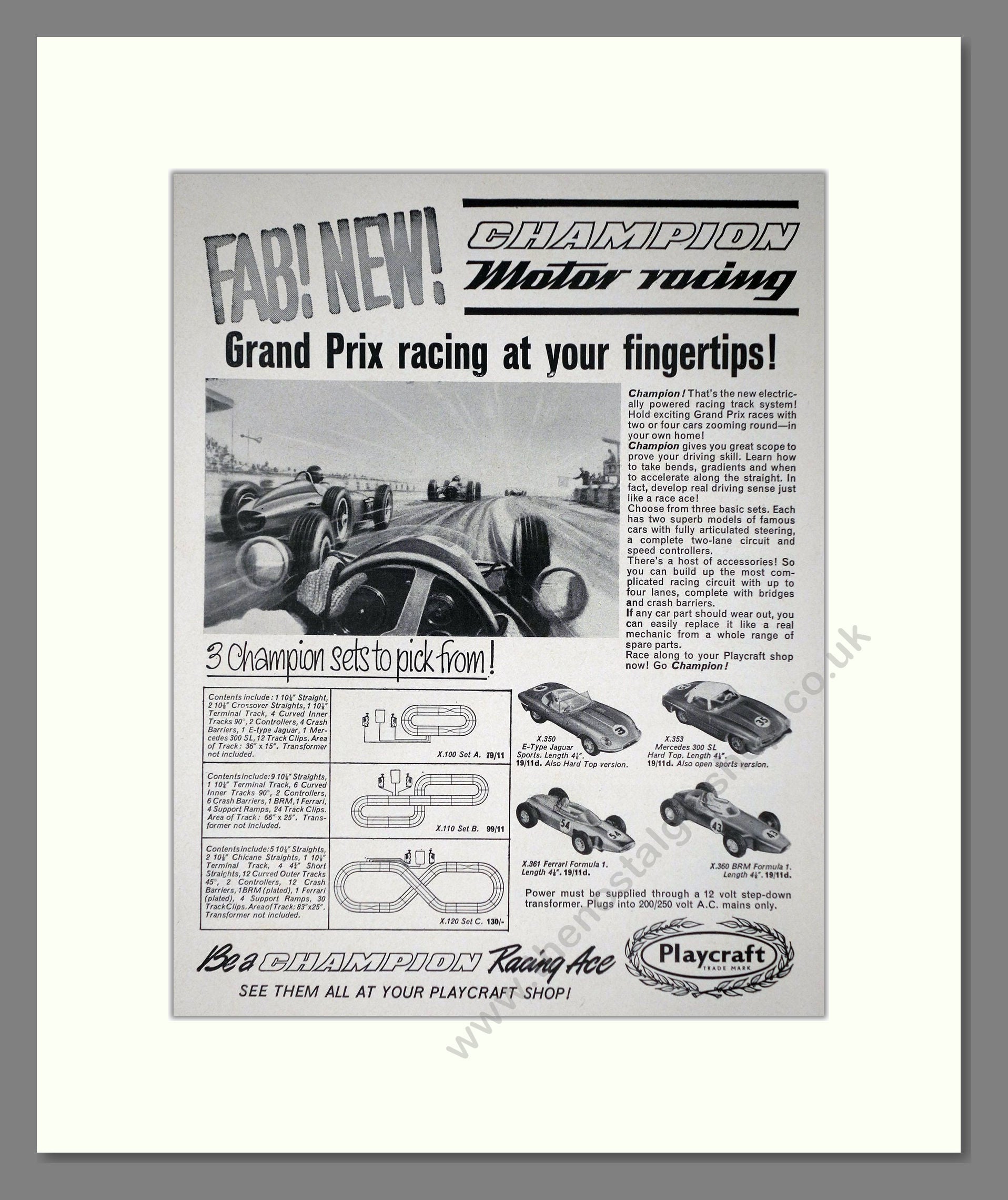 Playcraft - Champion Motor Racing. Vintage Advert 1964 (ref AD65964)