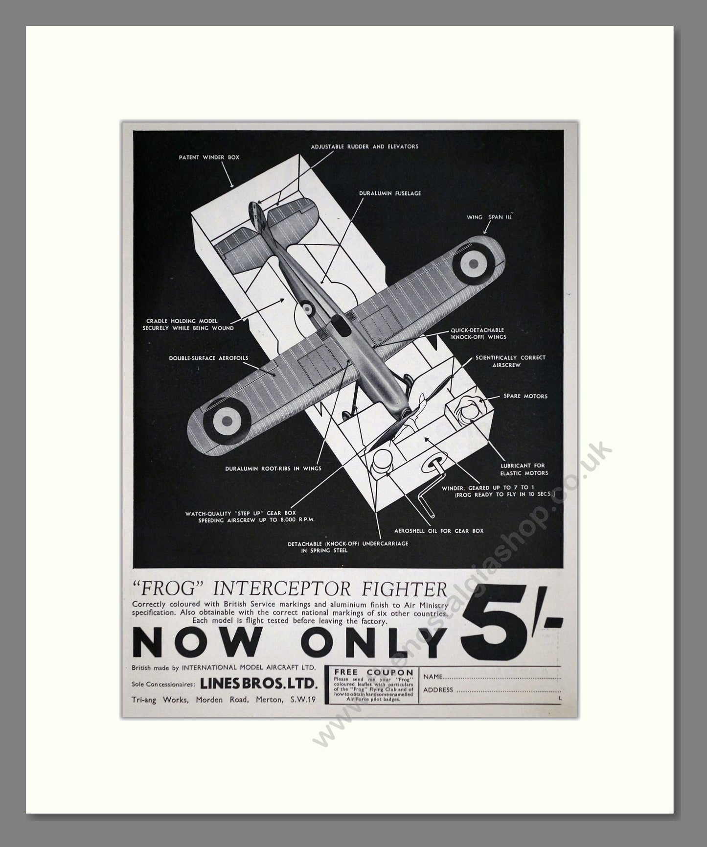 Frog Model Aircraft - Interceptor Fighter. Vintage Advert 1935 (ref AD65982)