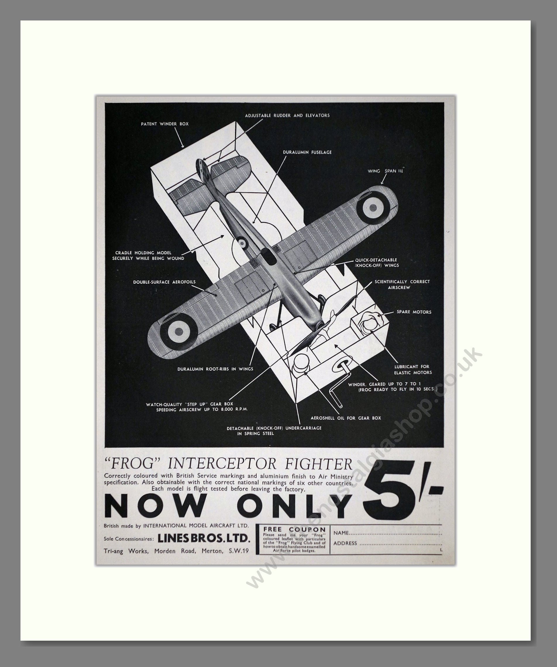 Frog Model Aircraft - Interceptor Fighter. Vintage Advert 1935 (ref AD65982)