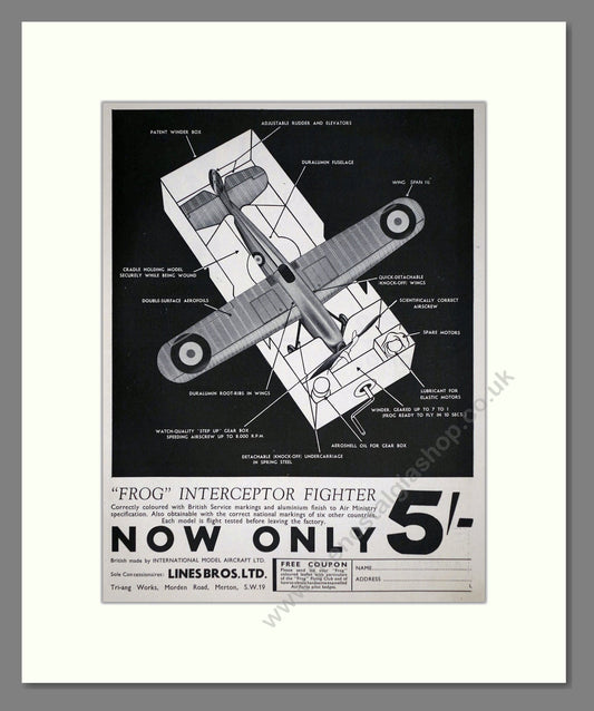 Frog Model Aircraft - Interceptor Fighter. Vintage Advert 1935 (ref AD65982)