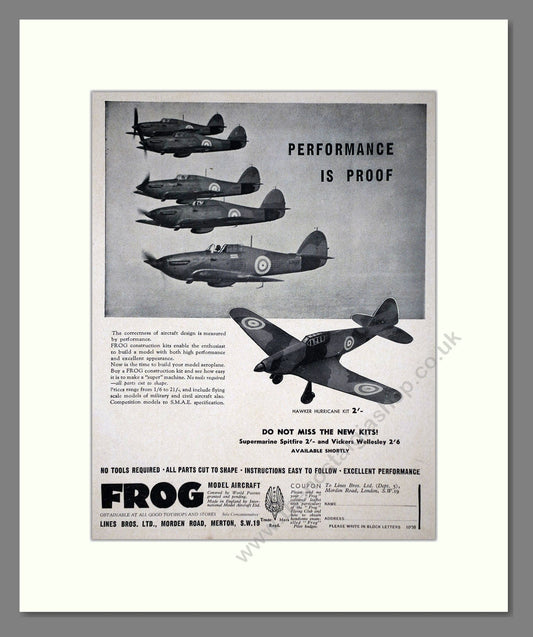 Frog Model Aircraft - Performance Is Proof. Vintage Advert 1939 (ref AD65983)