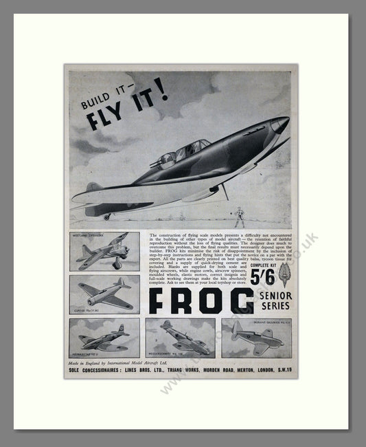 Frog Model Aircraft - Senior Series Flying Kits. Vintage Advert 1940 (ref AD65985)