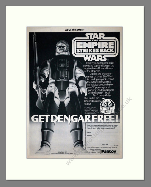 Star Wars - Dengar Bounty Hunter Figure. Vintage Advert 1981 (ref AD65994)