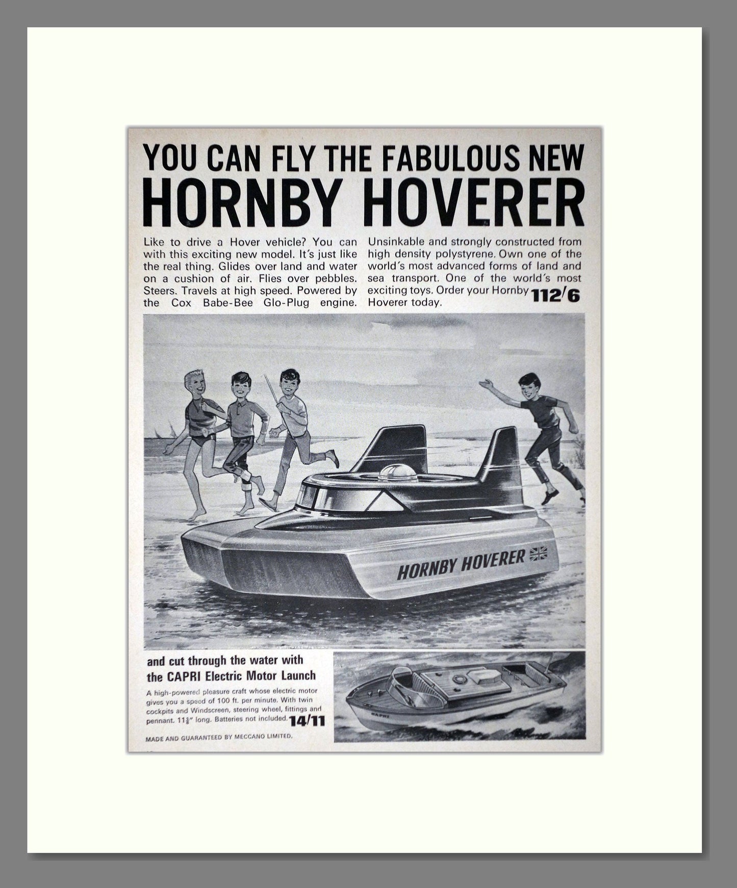 Hornby - Hoverer. Vintage Advert 1965 (ref AD65727)