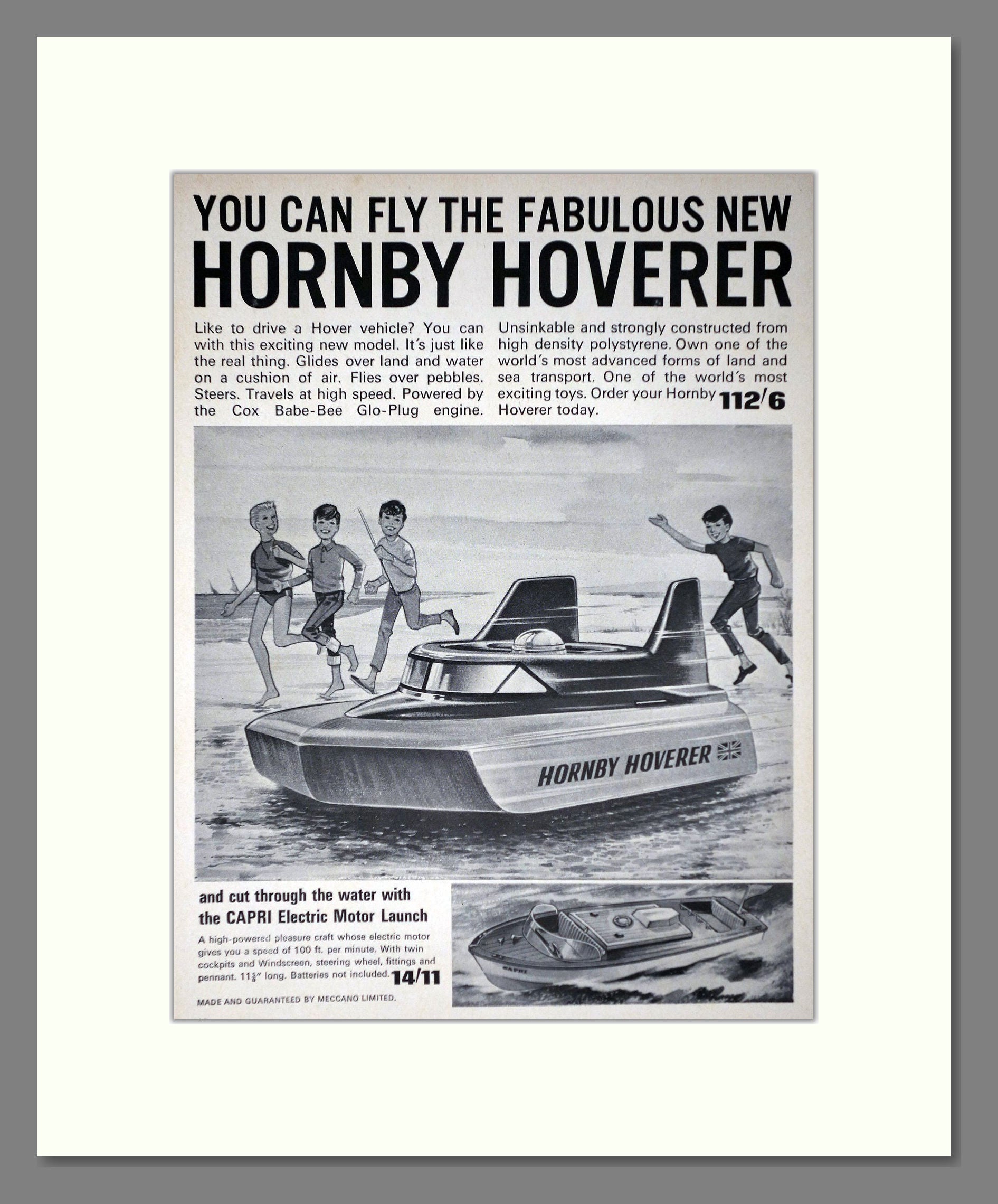 Hornby - Hoverer. Vintage Advert 1965 (ref AD65727)
