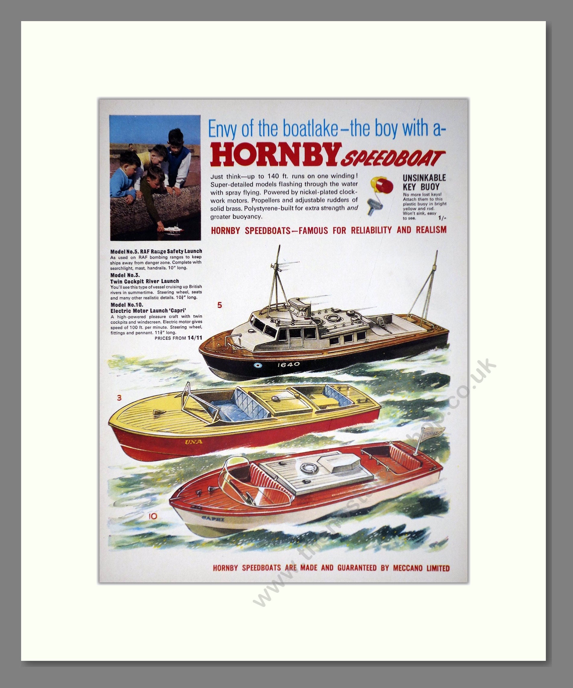 Hornby - Speed Boats. Vintage Advert 1964 (ref AD65728)