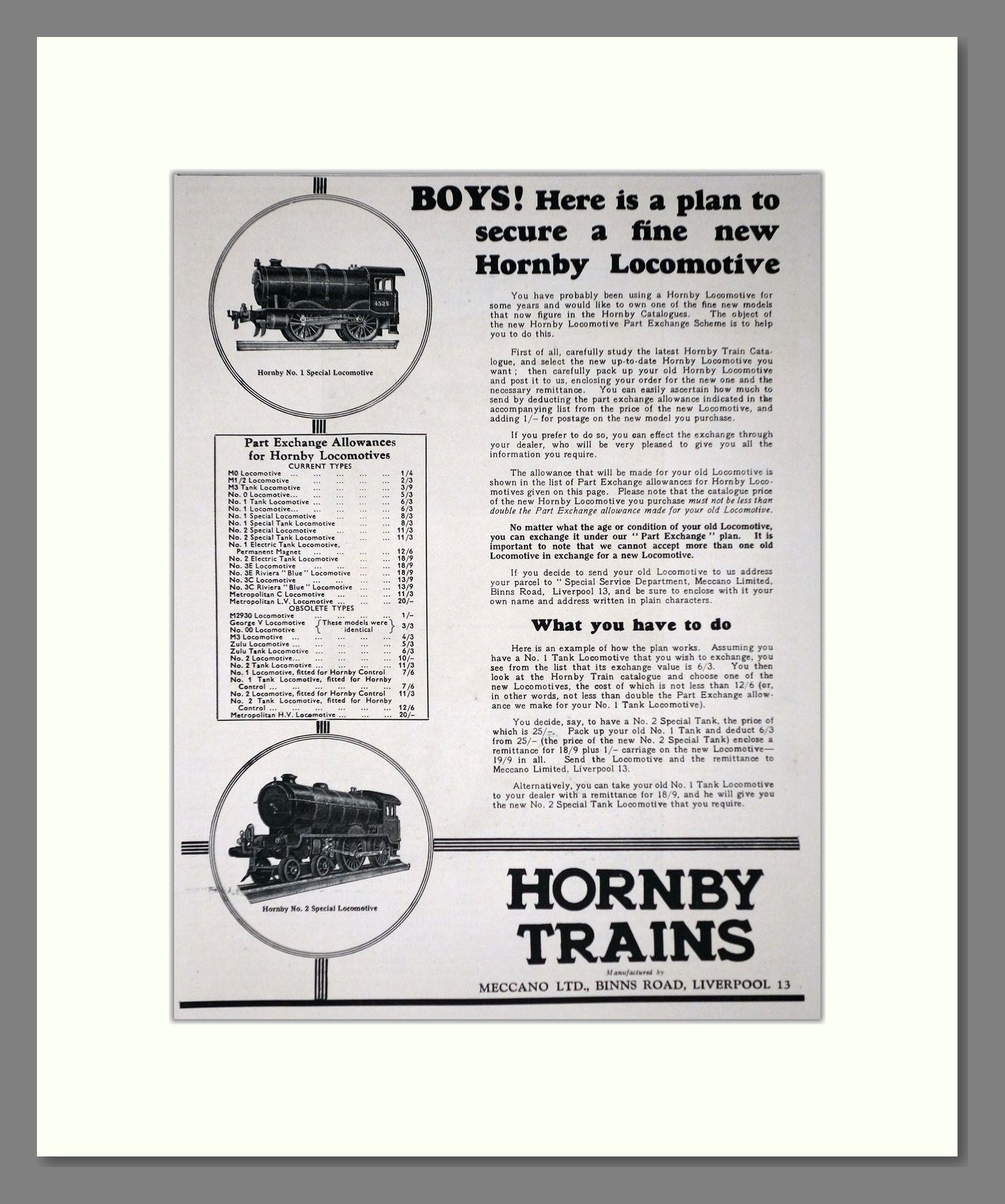 Hornby - New Locomotive. Vintage Advert 1933 (ref AD65732)