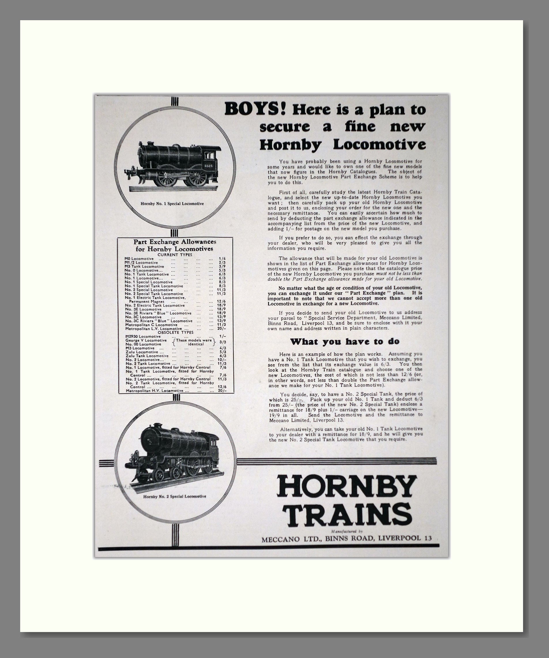 Hornby - New Locomotive. Vintage Advert 1933 (ref AD65732)