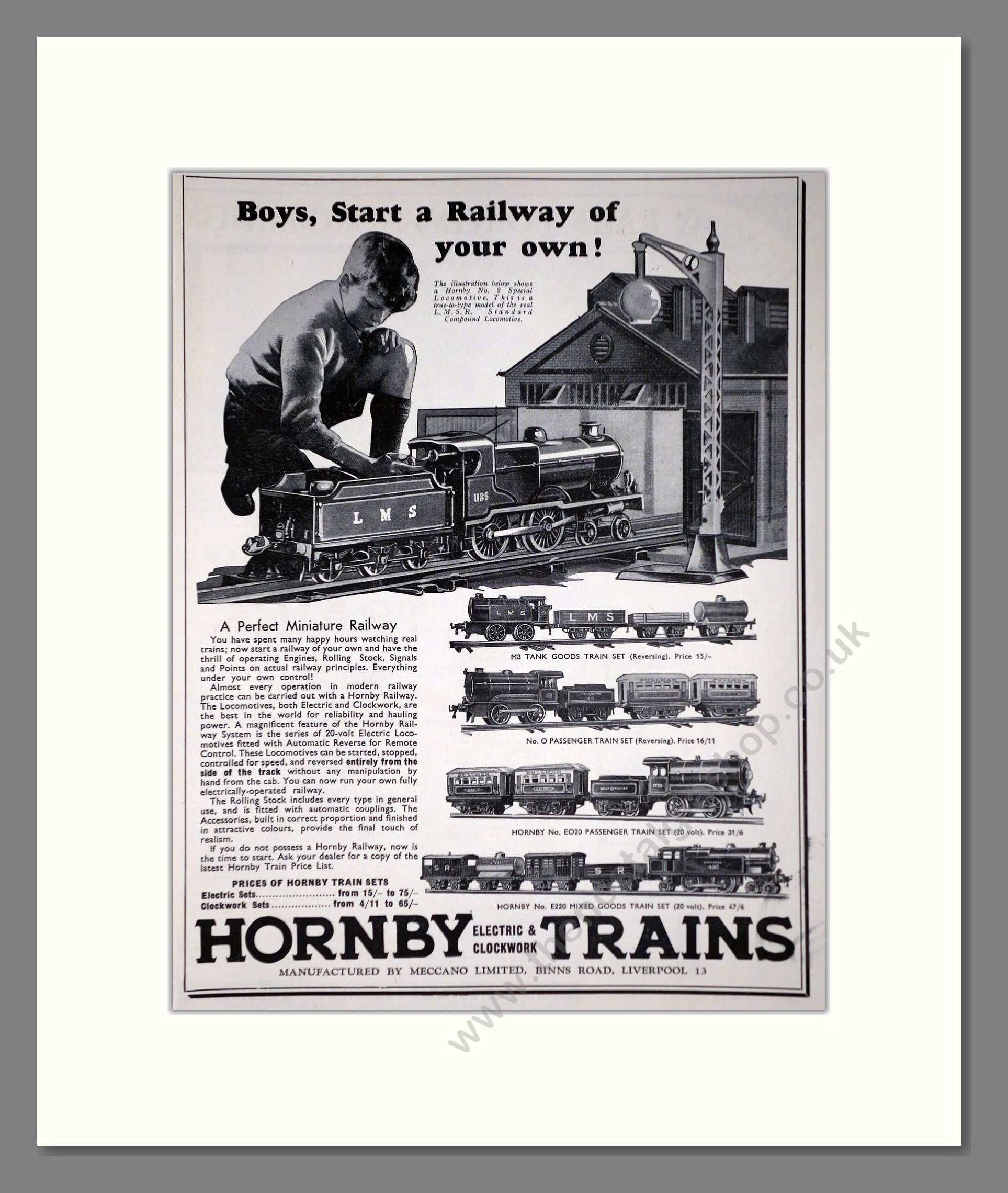 Hornby - Start A Railway Of Your Own. Vintage Advert 1935 (ref AD65737)