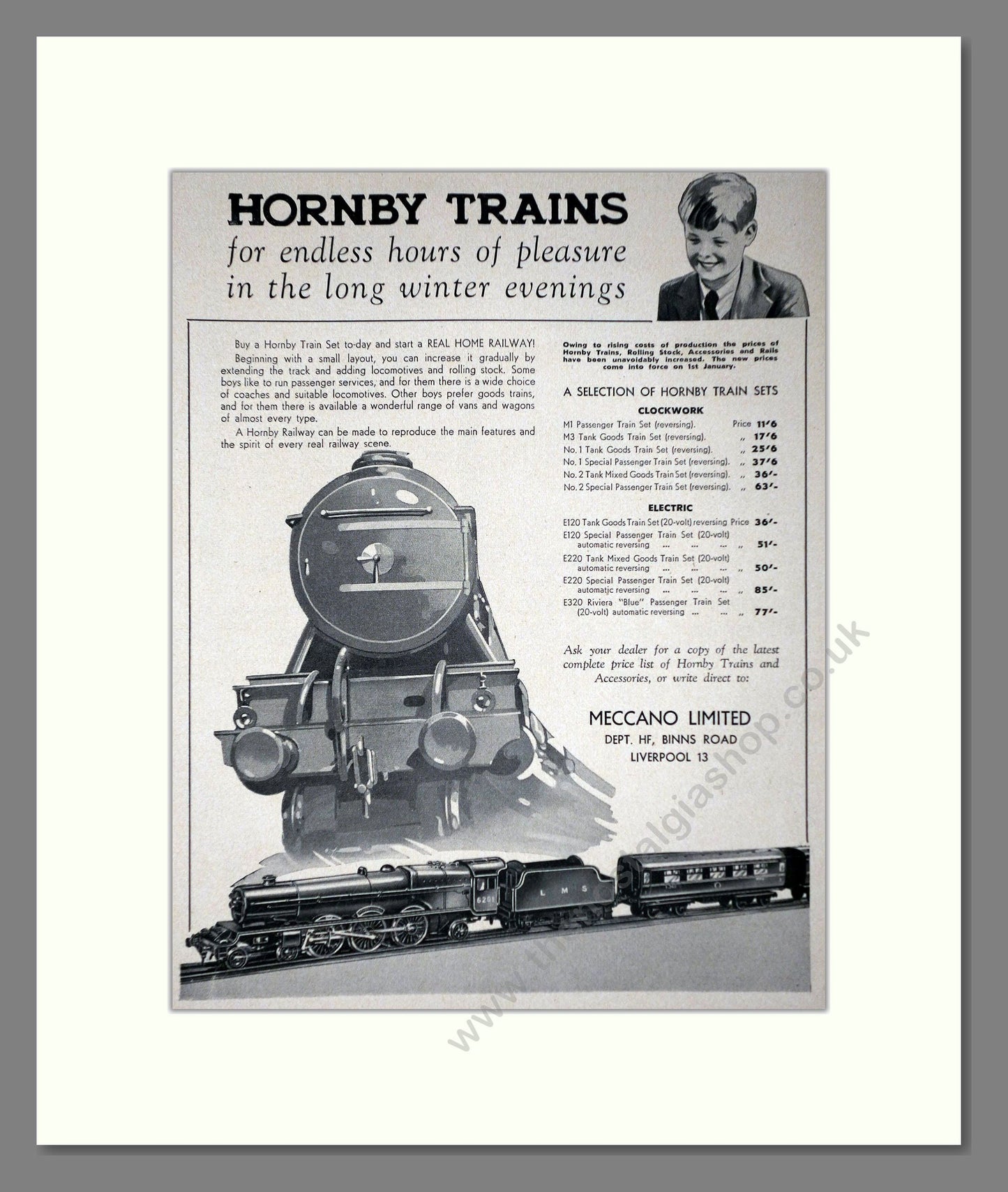 Hornby - Trains Endless Hours Of Pleasure. Vintage Advert 1940 (ref AD65744)