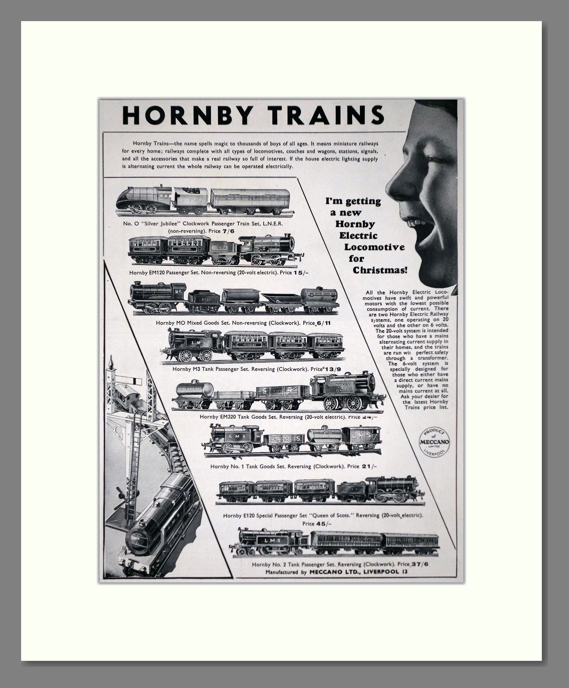 Hornby - Model Trains. Vintage Advert 1937 (ref AD65748)