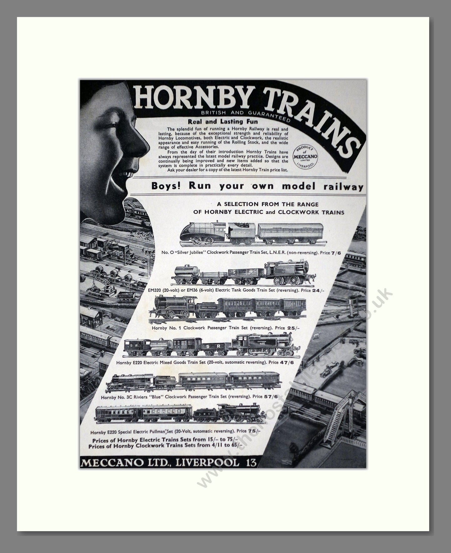Hornby - Run Your Own Model Railway. Vintage Advert 1937 (ref AD65751)