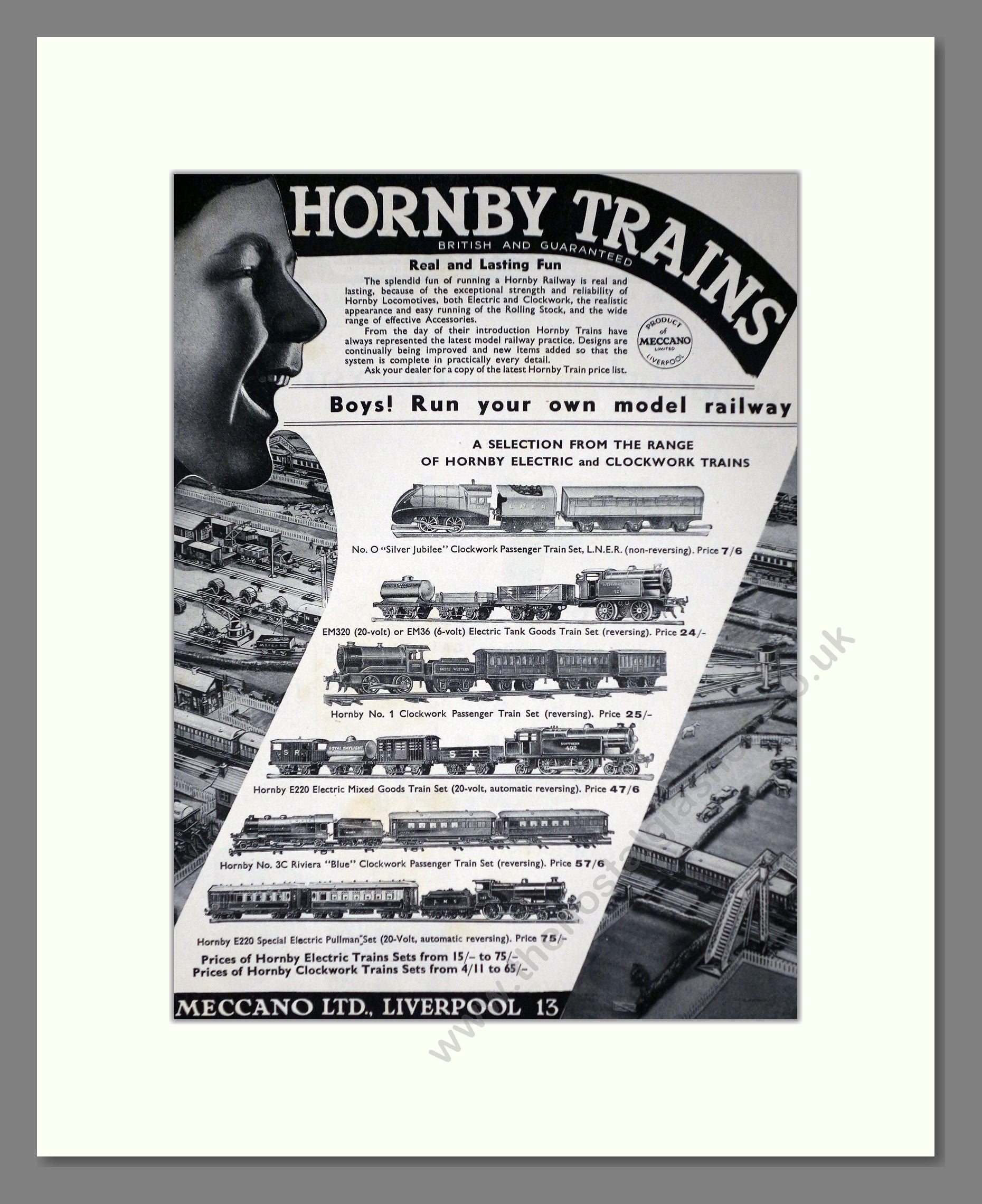 Hornby - Run Your Own Model Railway. Vintage Advert 1937 (ref AD65751)
