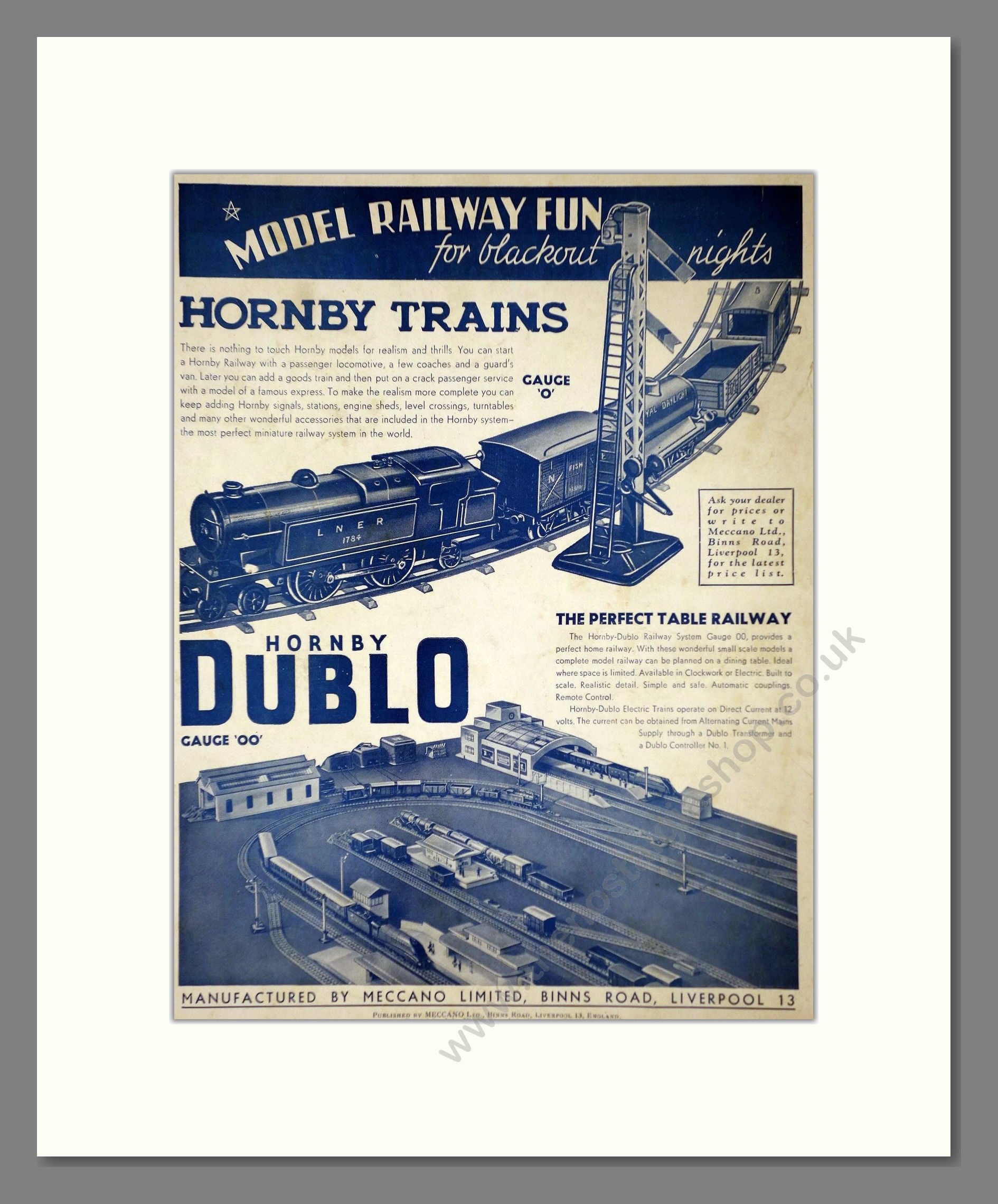 Hornby - Gauge O Trains. Vintage Advert 1941 (ref AD65753)