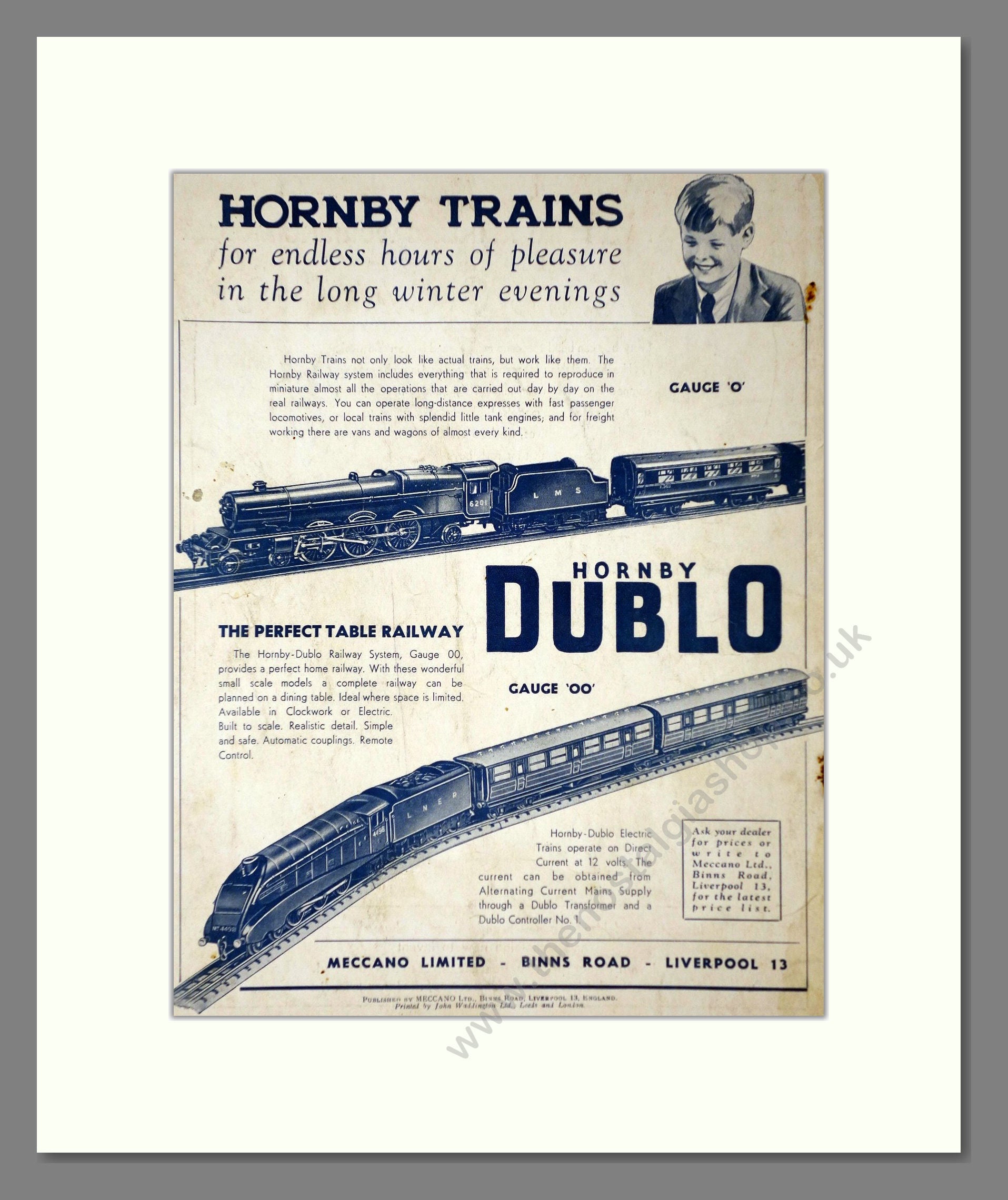 Hornby - Dublo OO Gauge. Vintage Advert 1940 (ref AD65756)