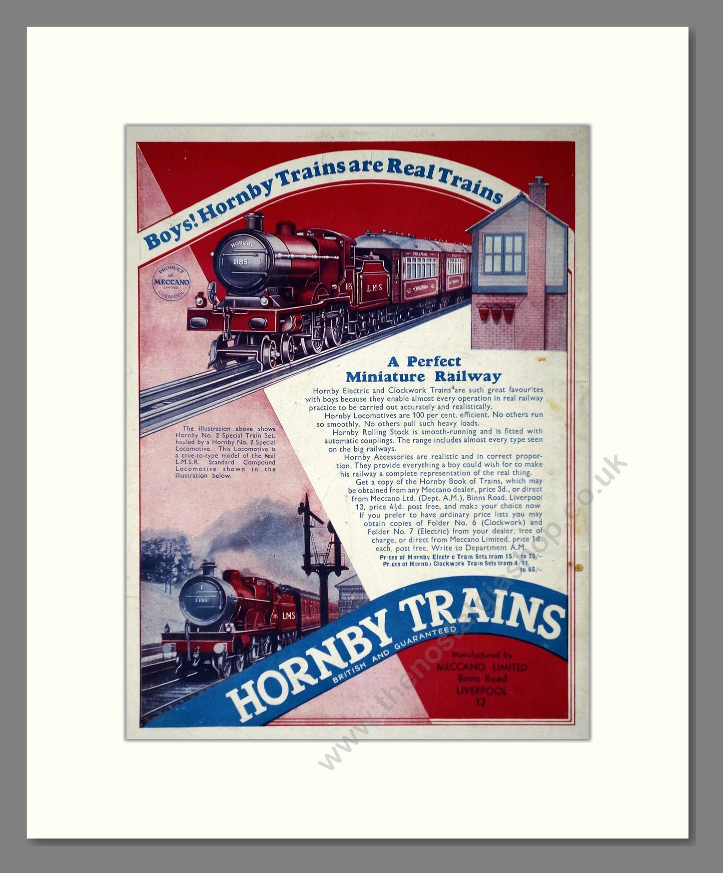 Hornby - Hornby Trains Are Real Trains. Vintage Advert 1935 (ref AD65774)