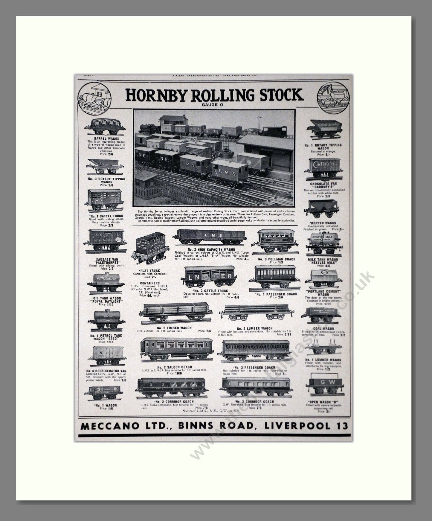 Hornby - Rolling Stock. Vintage Advert 1938 (ref AD65777)