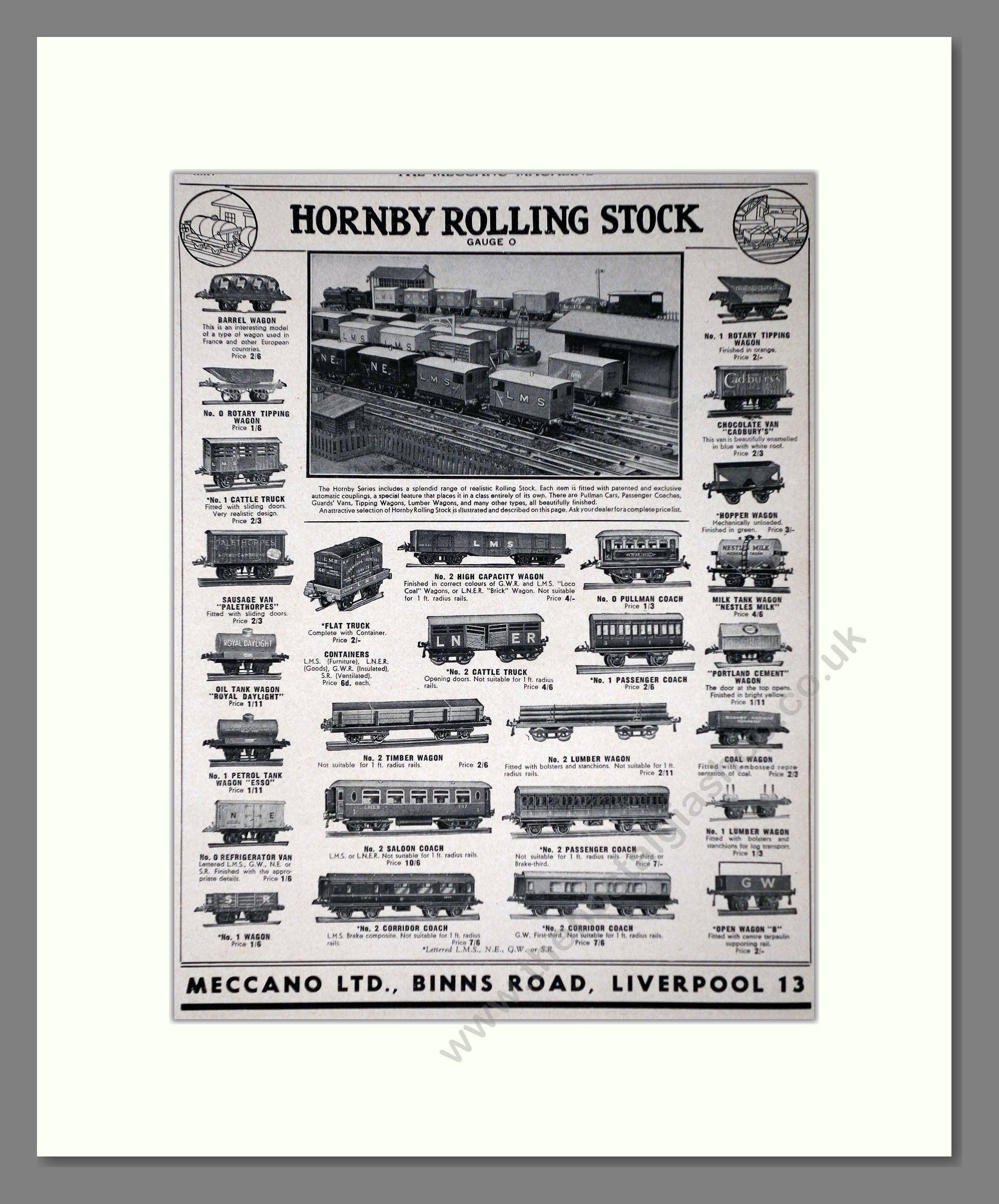 Hornby - Rolling Stock. Vintage Advert 1938 (ref AD65777)