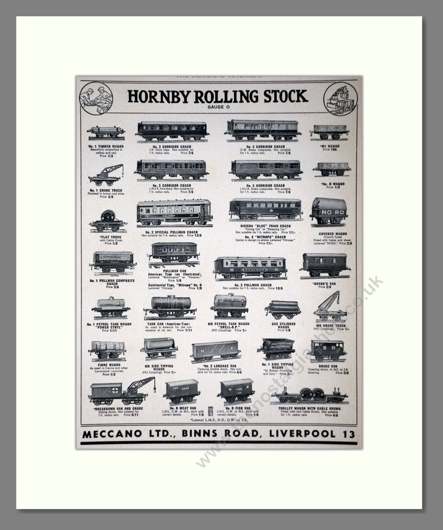 Hornby - Rolling Stock. Vintage Advert 1939 (ref AD65778)