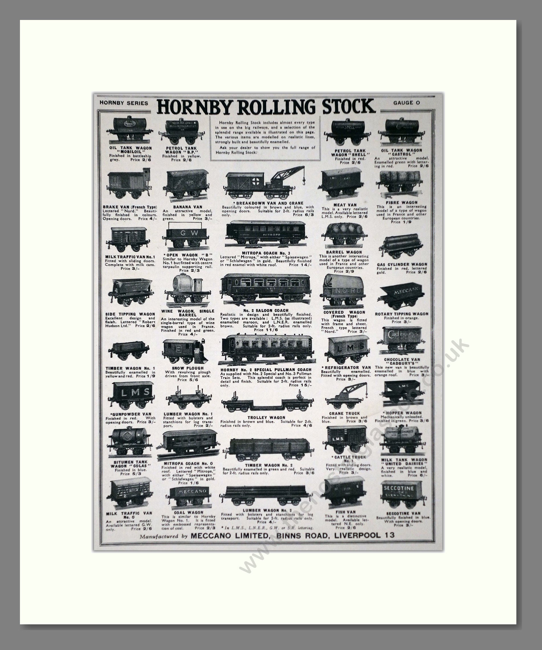 Hornby - Rolling Stock. Vintage Advert 1933 (ref AD65780)