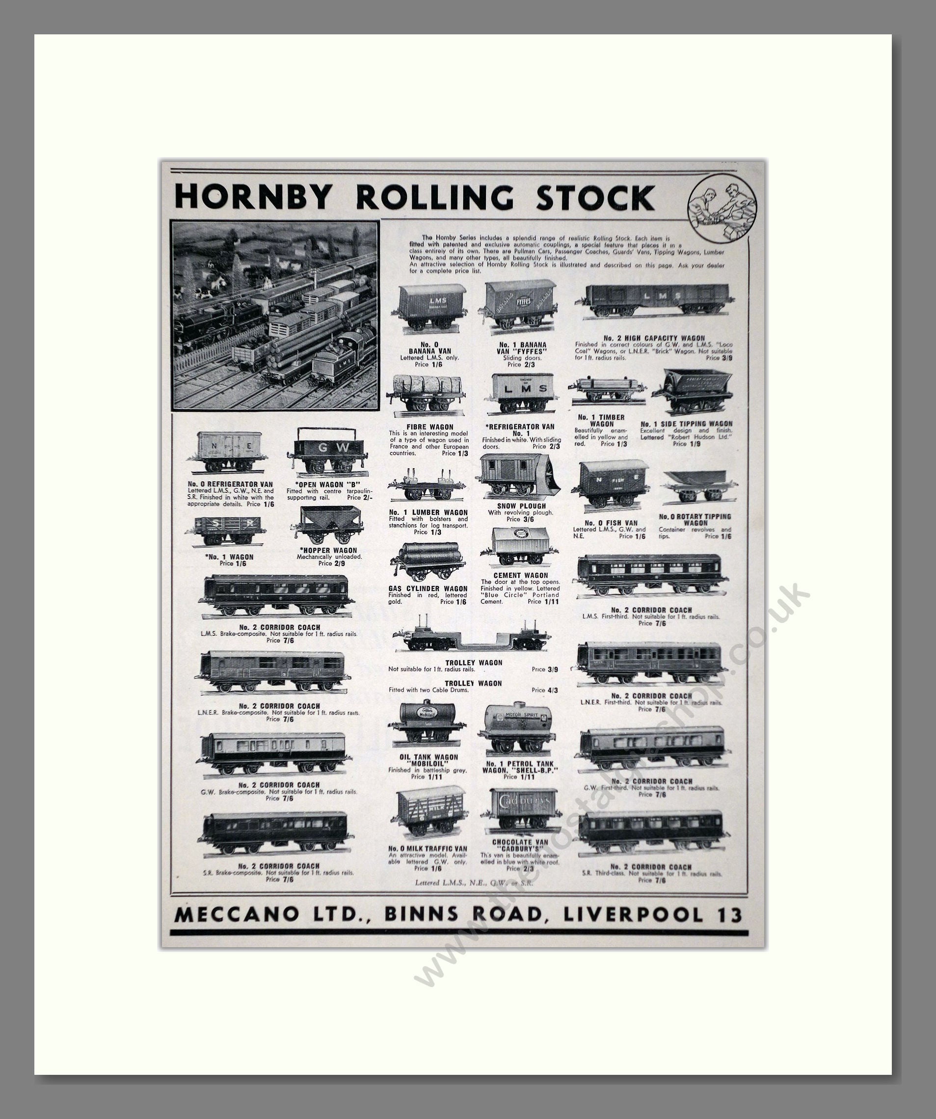 Hornby - Rolling Stock. Vintage Advert 1937 (ref AD65783)