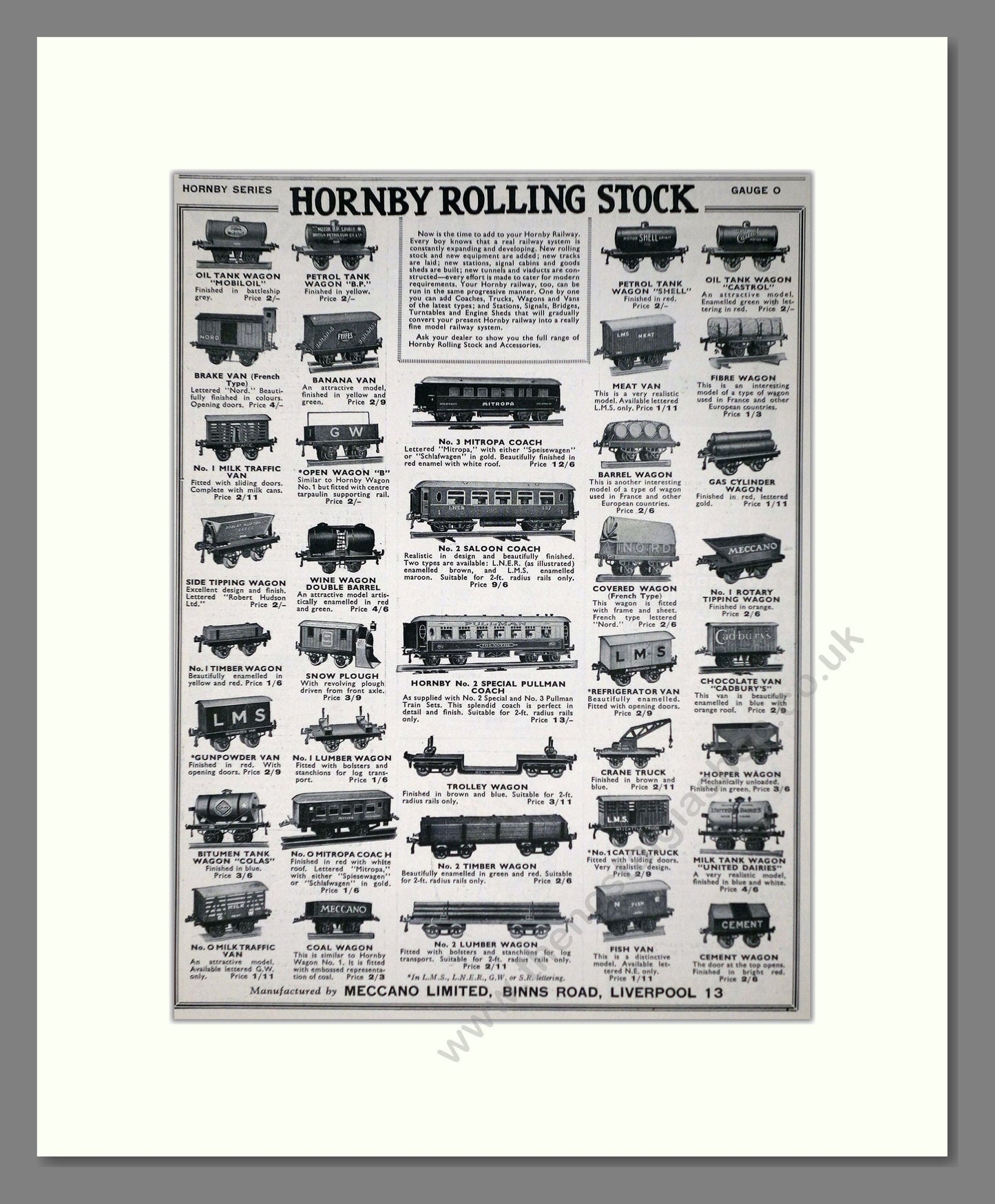 Hornby - Rolling Stock. Vintage Advert 1934 (ref AD65785)