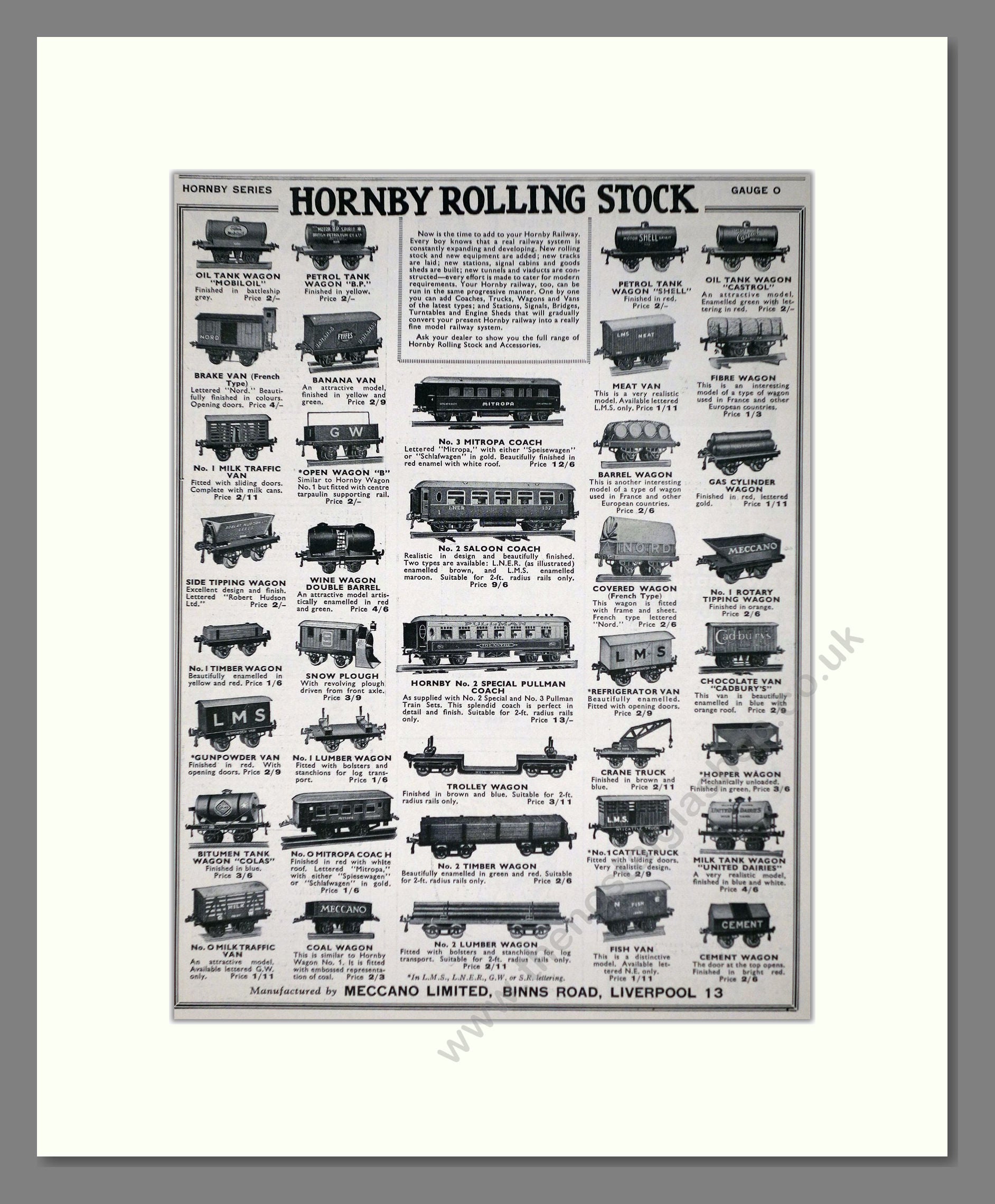 Hornby - Rolling Stock. Vintage Advert 1934 (ref AD65785)