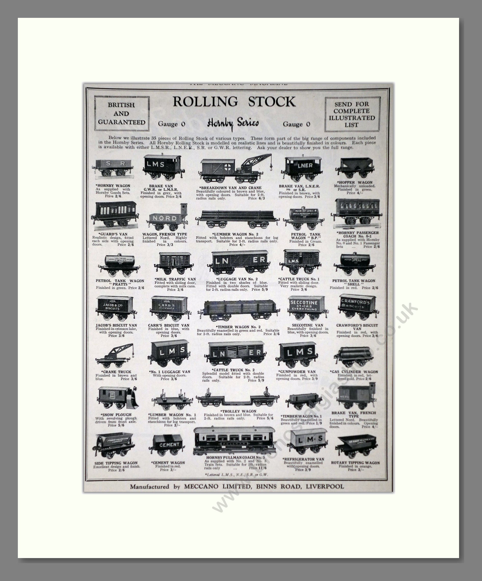 Hornby - Rolling Stock. Vintage Advert 1928 (ref AD65786)