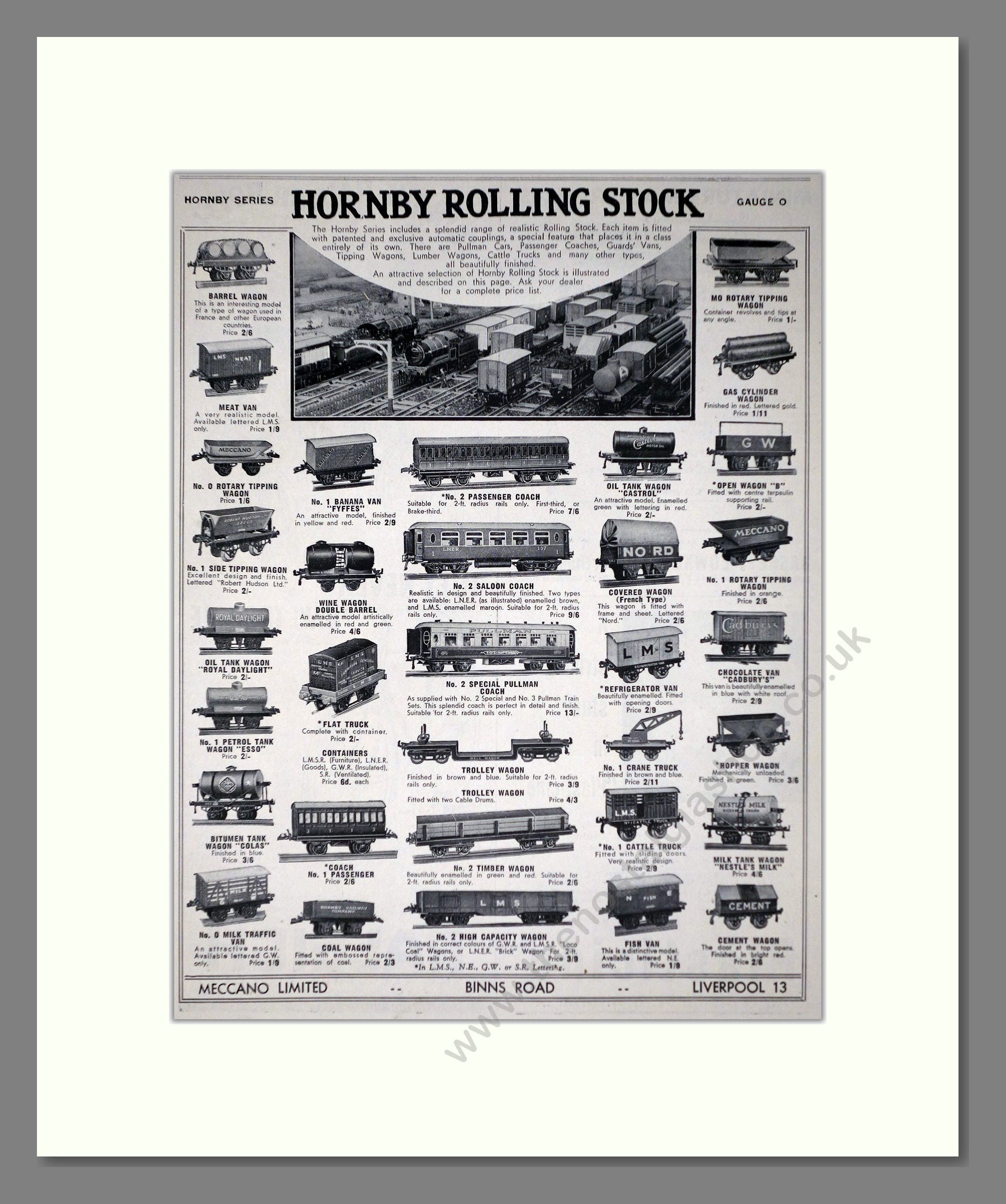 Hornby - Rolling Stock. Vintage Advert 1937 (ref AD65787)