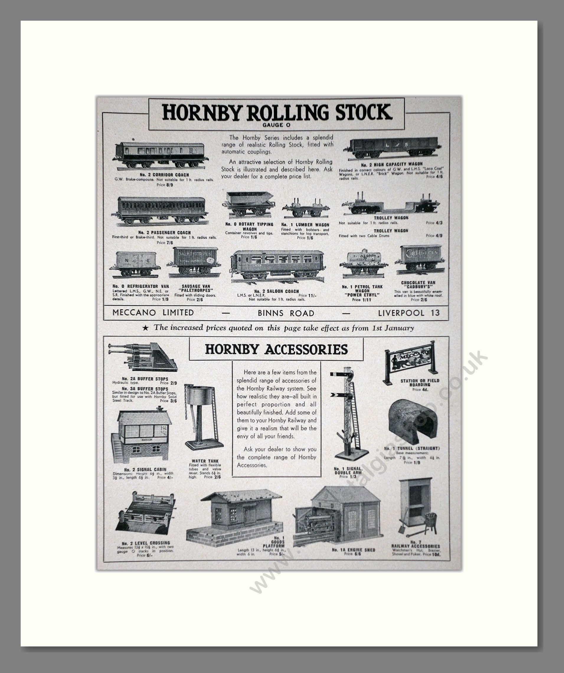 Hornby - Accessories And Rolling Stock. Vintage Advert 1940 (ref AD65789)