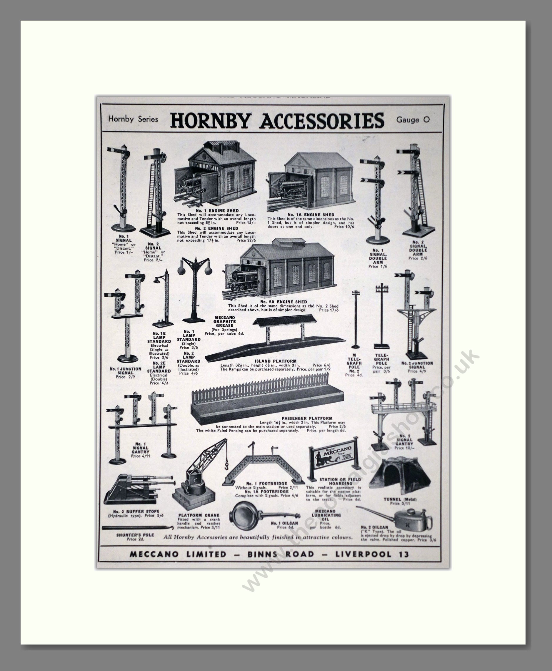 Hornby - Accessories. Vintage Advert 1935 (ref AD65795)