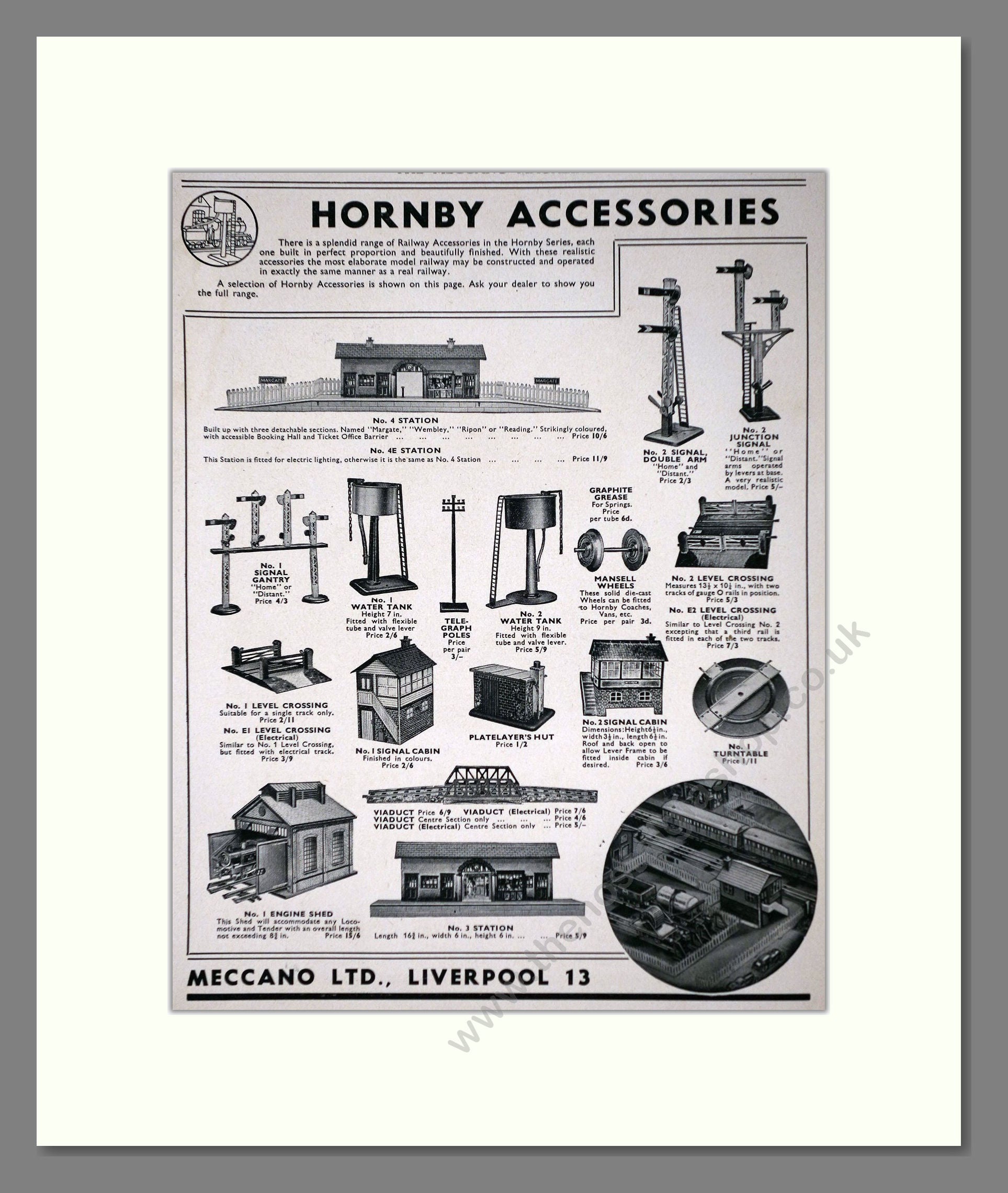 Hornby - Accessories. Vintage Advert 1938 (ref AD65797)