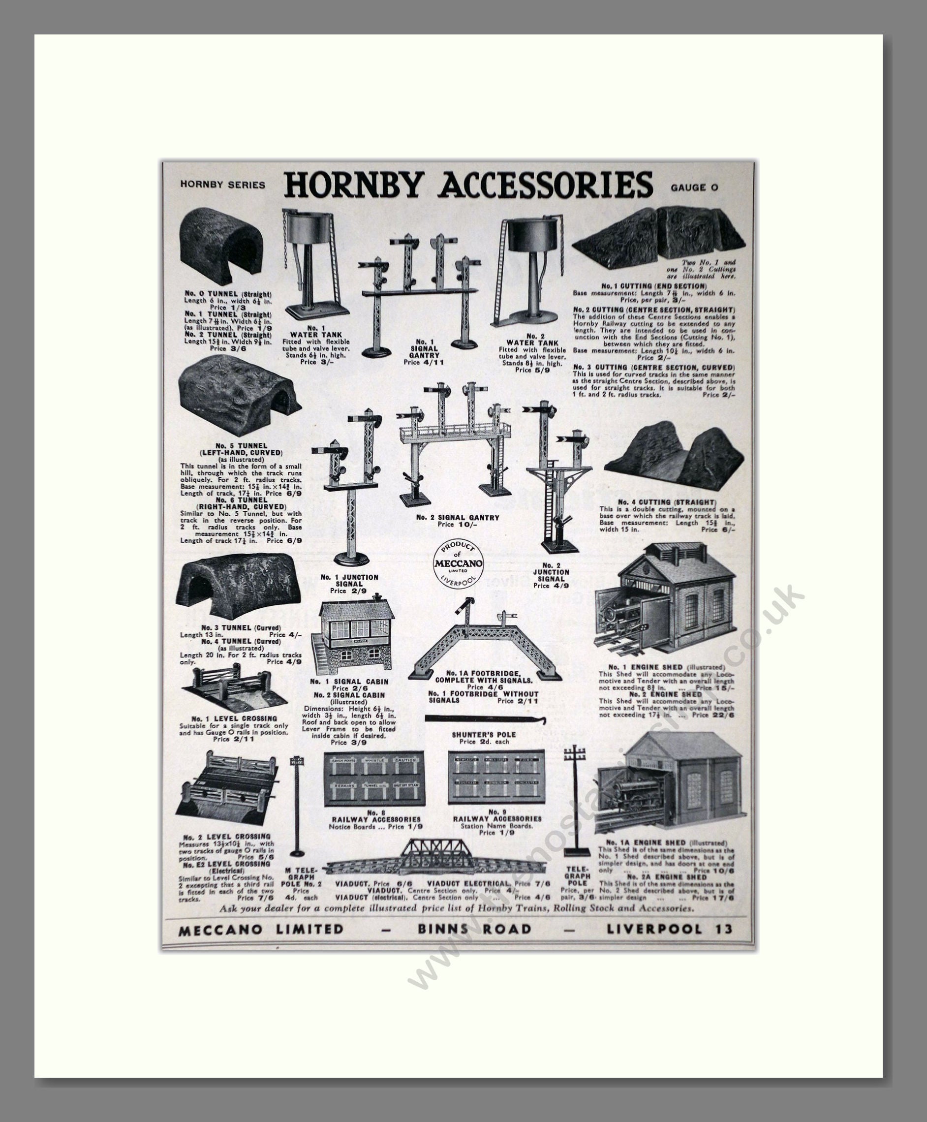 Hornby - Accessories. Vintage Advert 1935 (ref AD65799)
