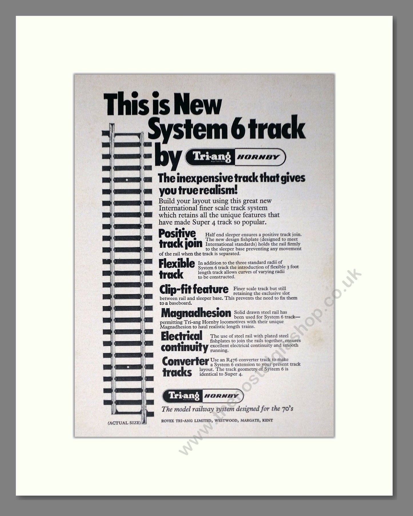 Hornby - System 6 Track. Vintage Advert 1970 (ref AD65805)
