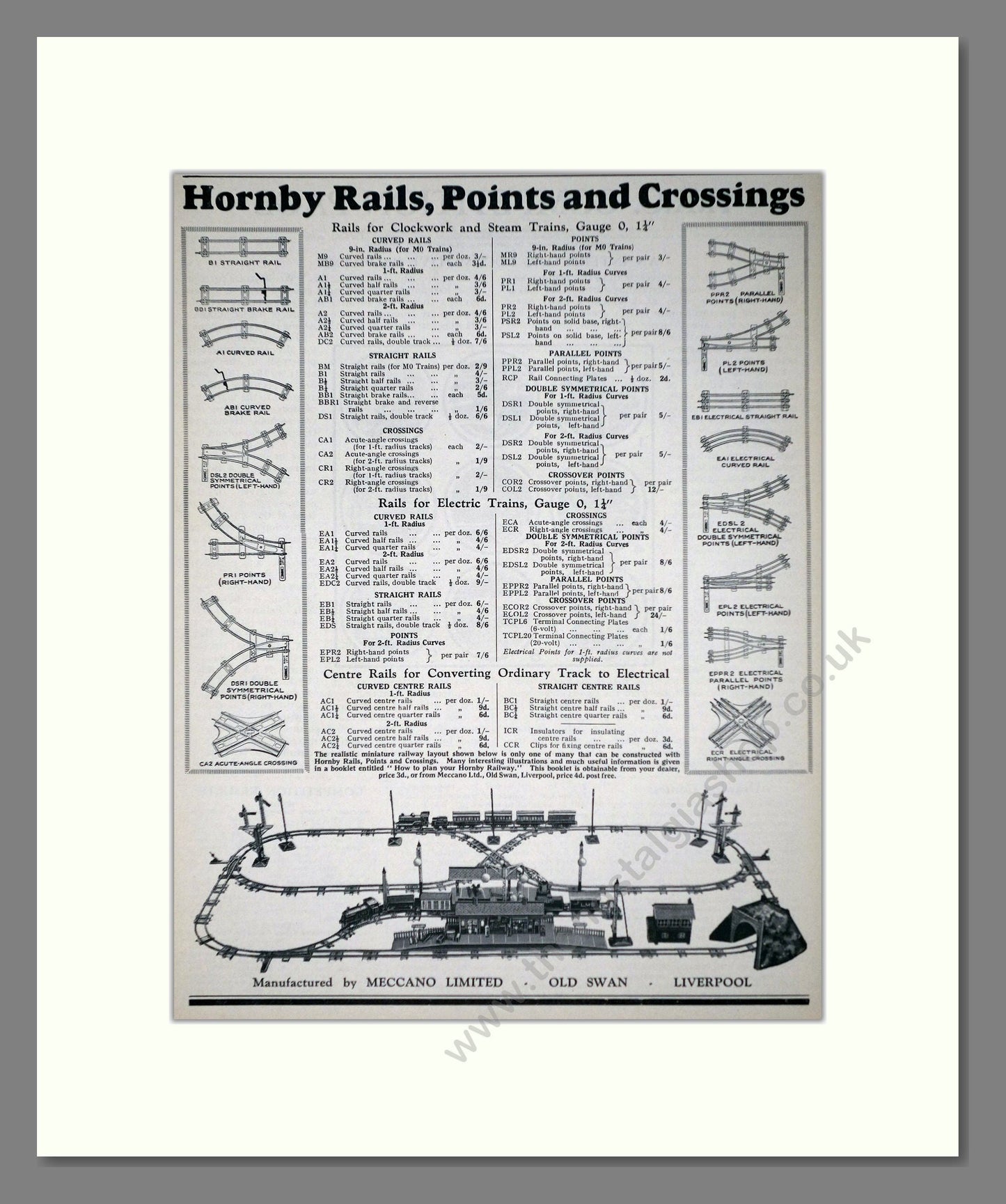 Hornby - Rails Points And Crossings. Vintage Advert 1933 (ref AD65810)