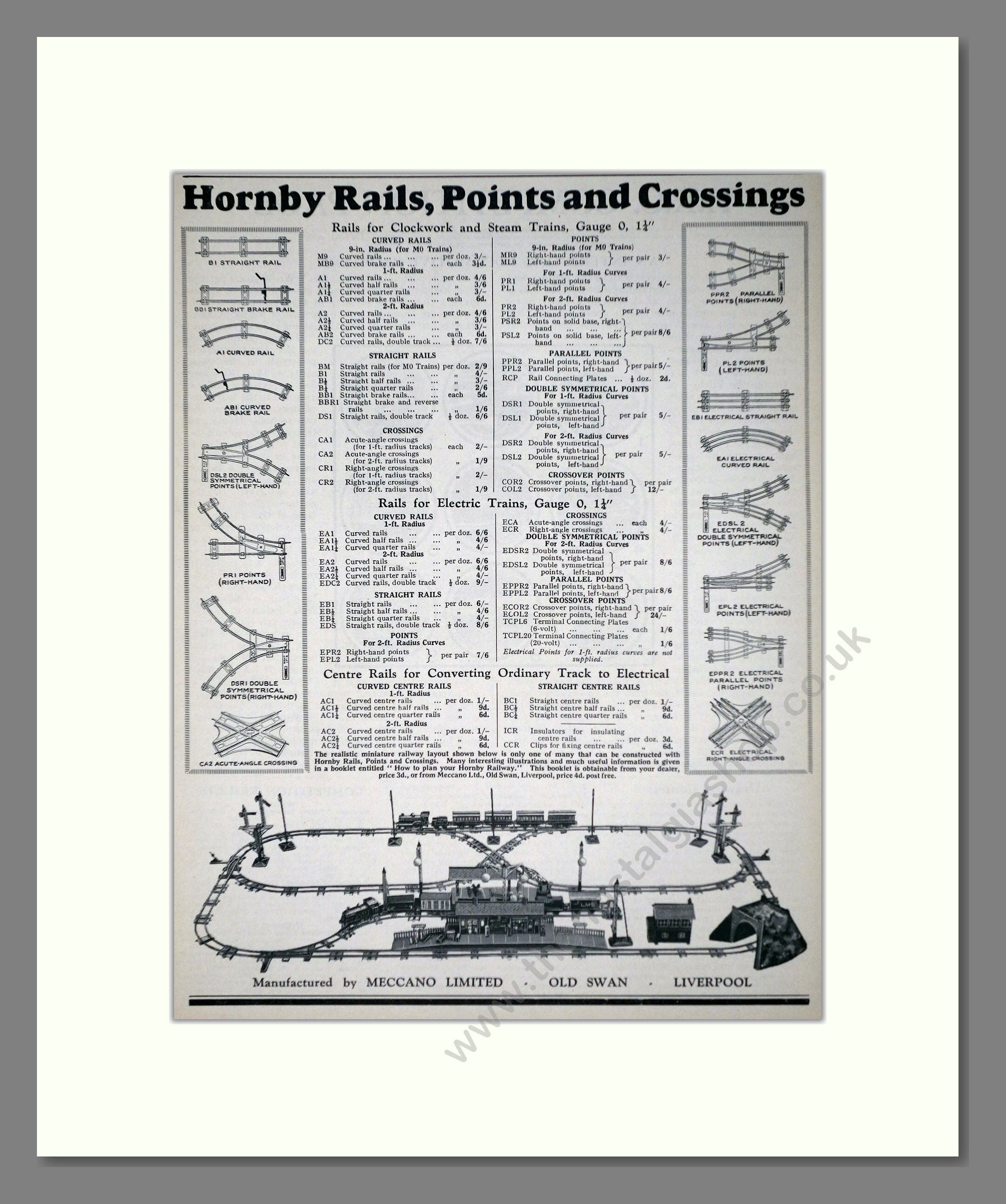 Hornby - Rails Points And Crossings. Vintage Advert 1933 (ref AD65810)