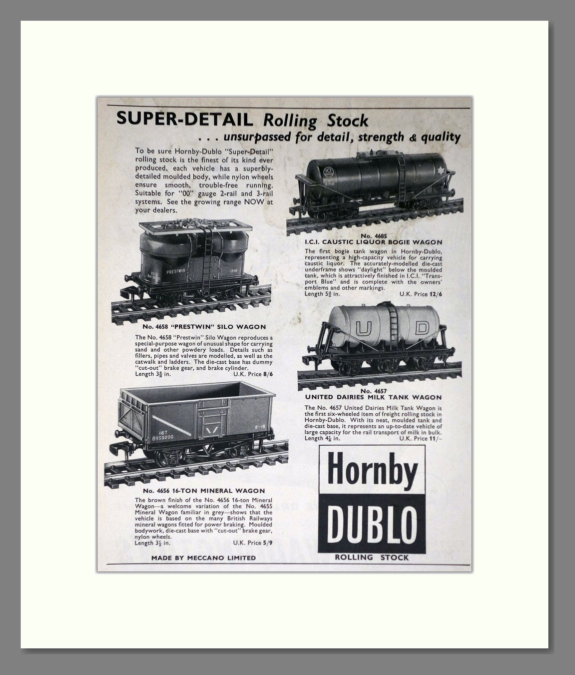 Hornby - Dublo Rolling Stock. Vintage Advert 1962 (ref AD65813)