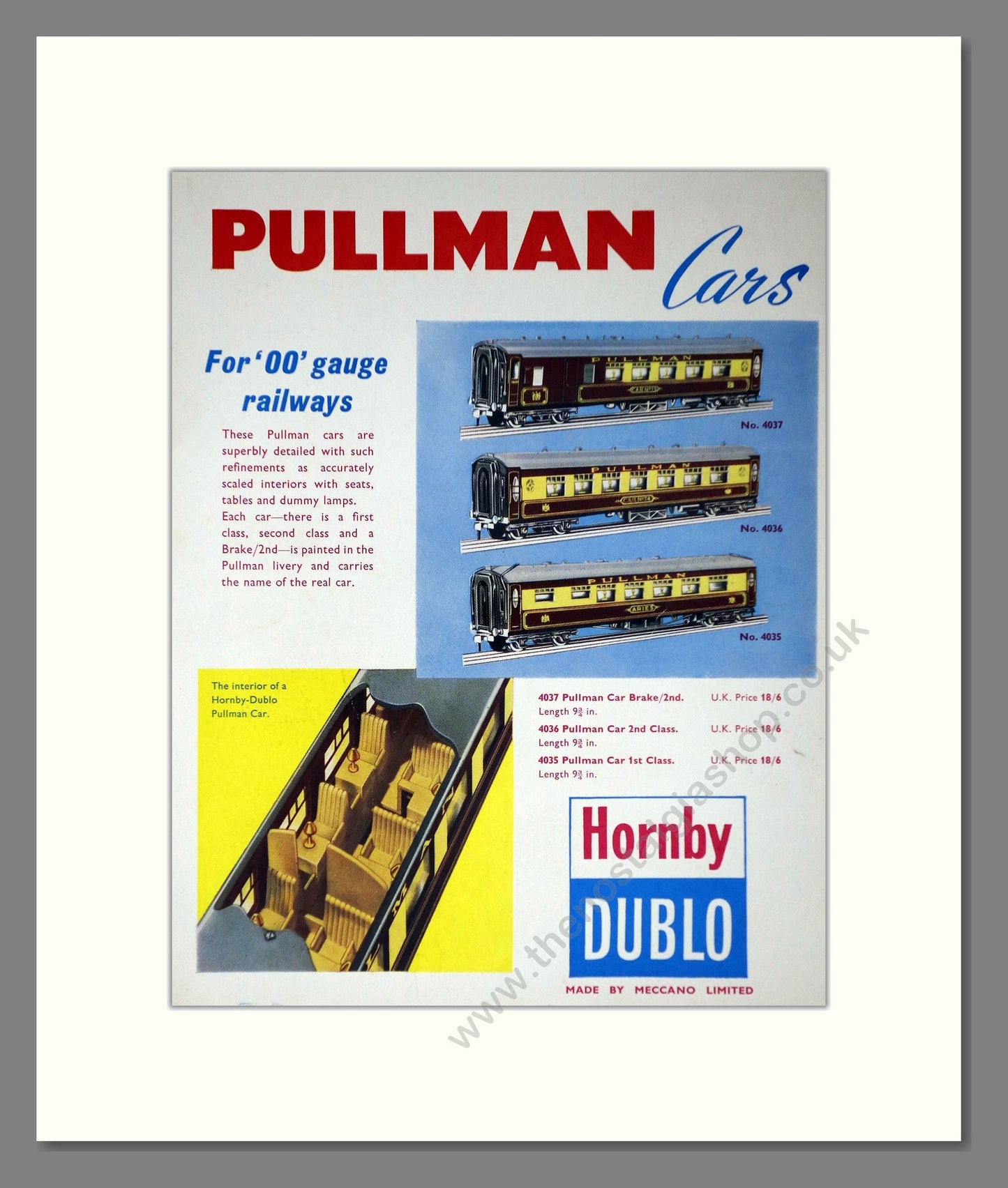 Hornby - Pullman Cars. Vintage Advert 1963 (ref AD65816)