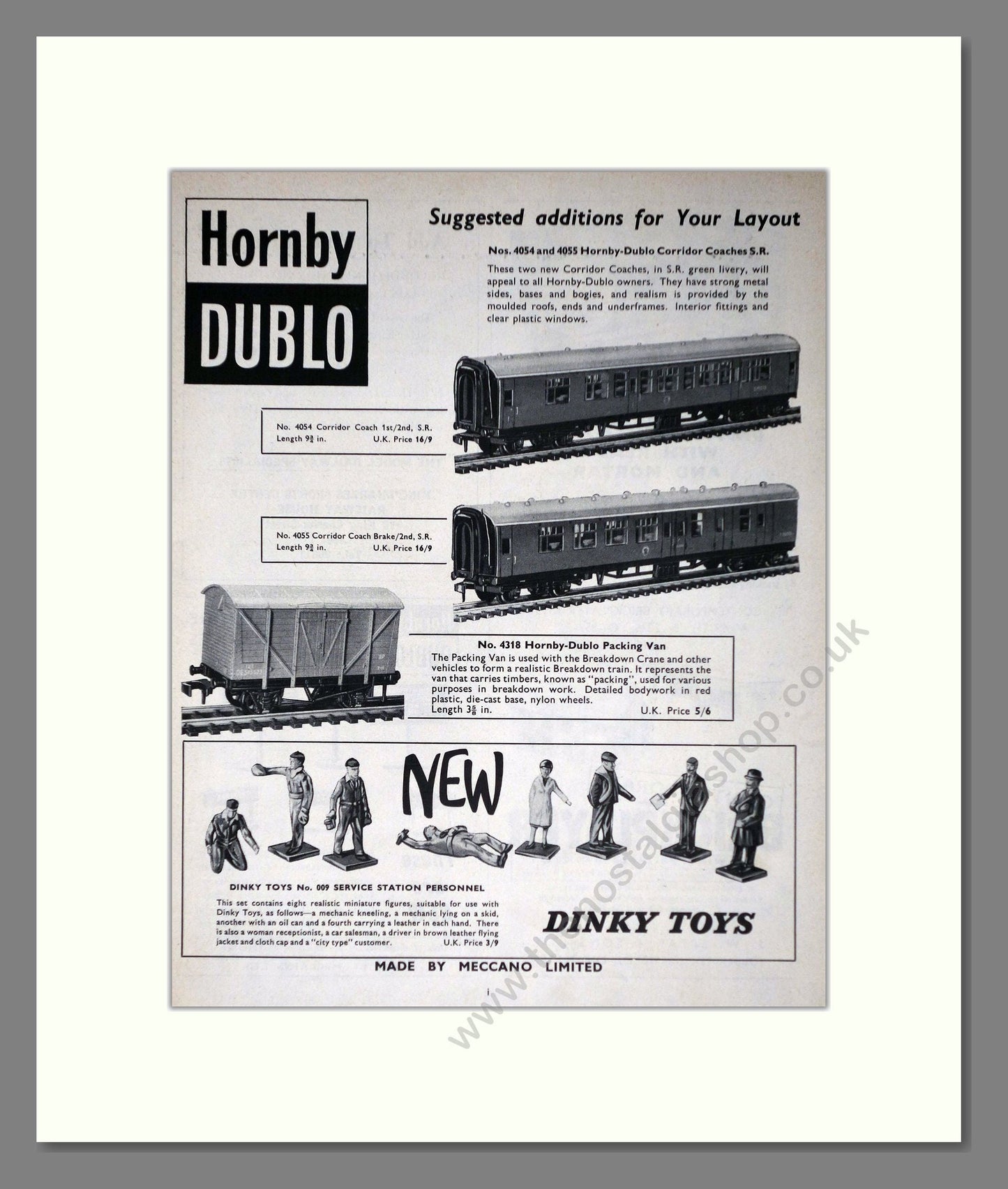 Hornby - Dublo Carriages And Dinky Toys. Vintage Advert 1962 (ref AD65818)