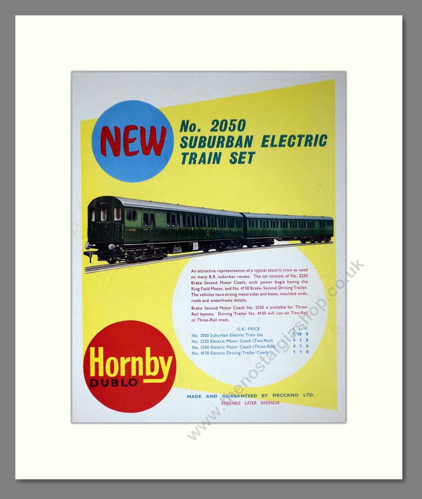 Hornby - Dublo Suburban Electric Train Set. Vintage Advert 1962 (ref AD65828)