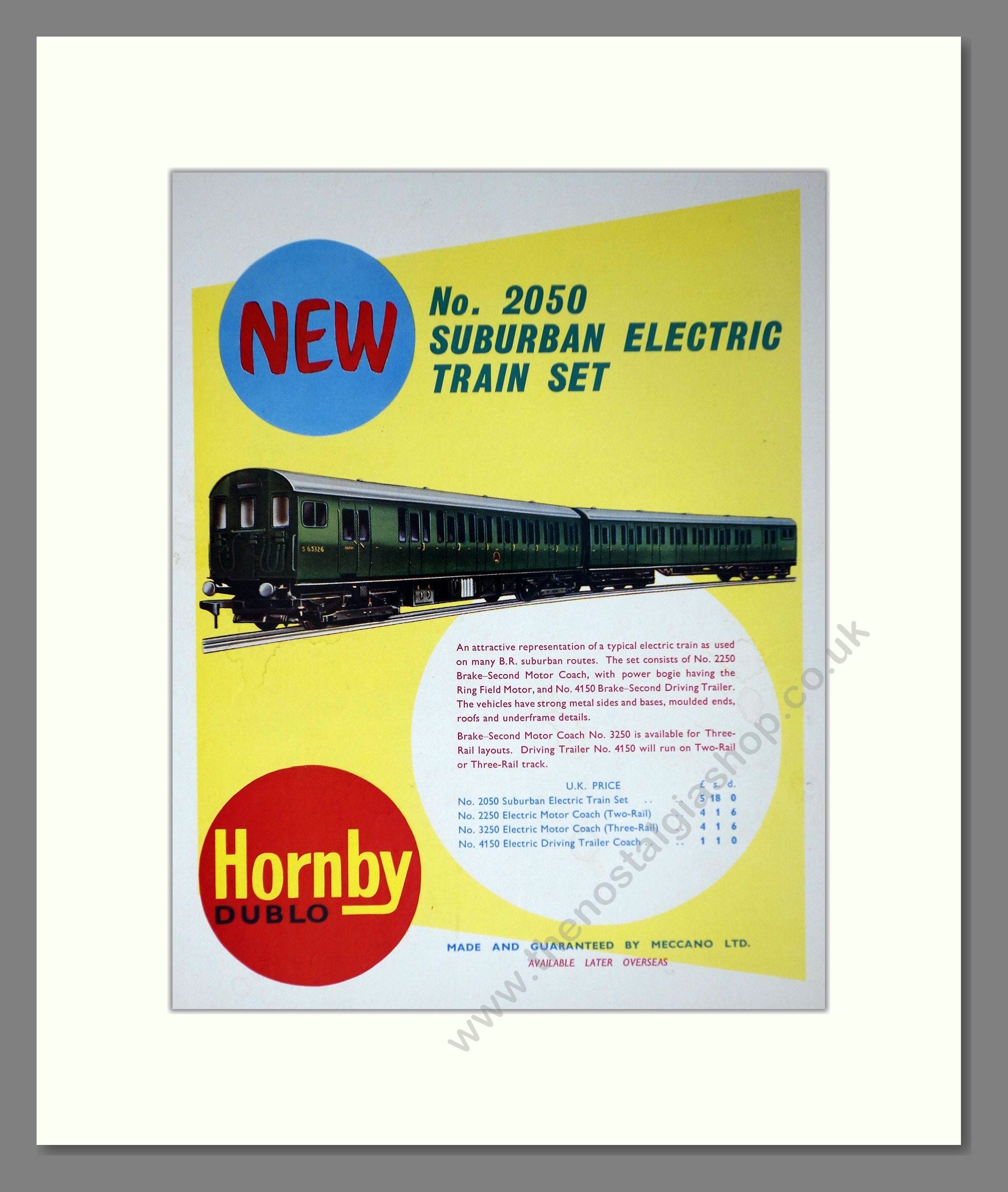 Hornby - Dublo Suburban Electric Train Set. Vintage Advert 1962 (ref AD65828)