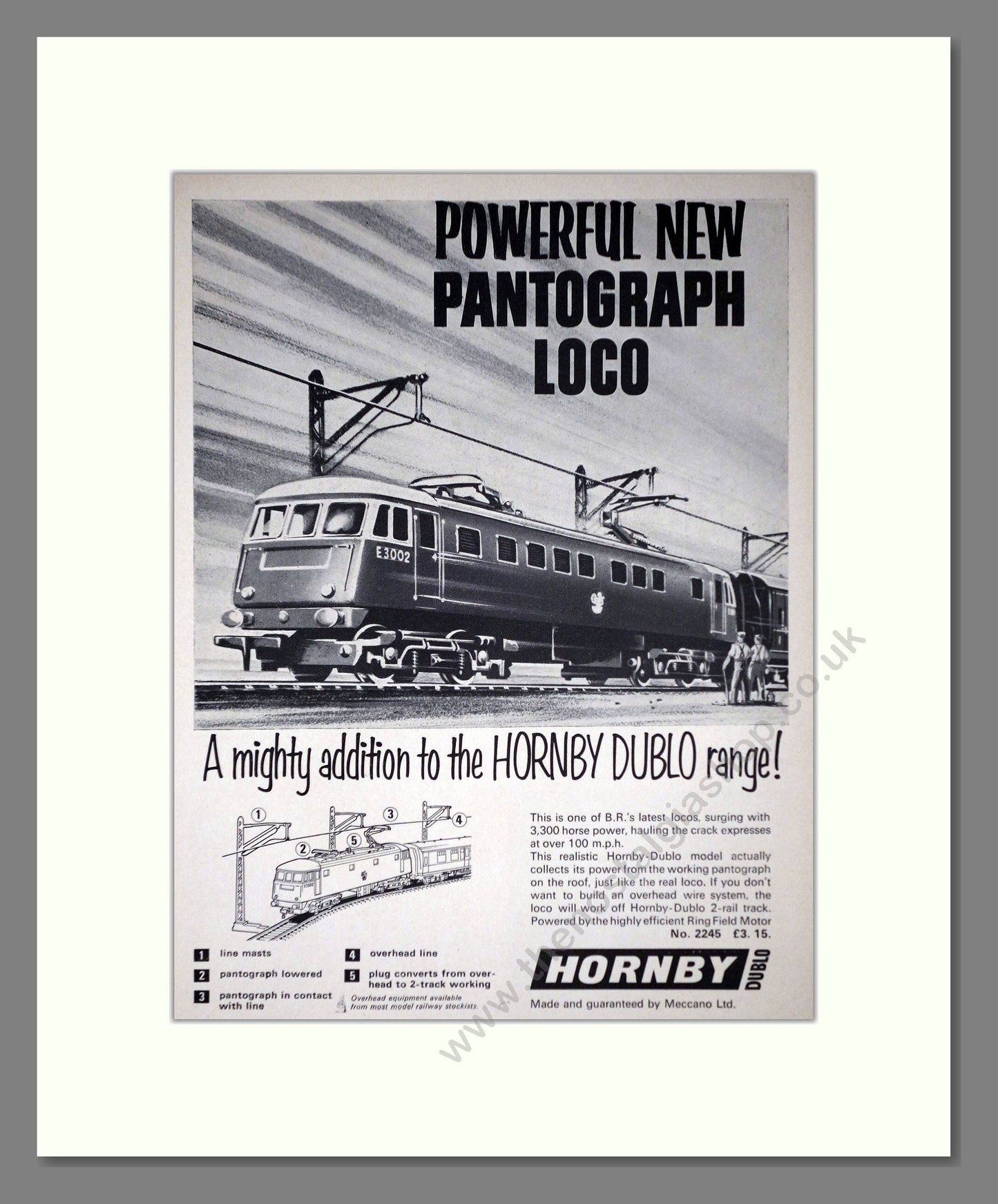 Hornby - Pantograph Loco. Vintage Advert 1964 (ref AD65830)