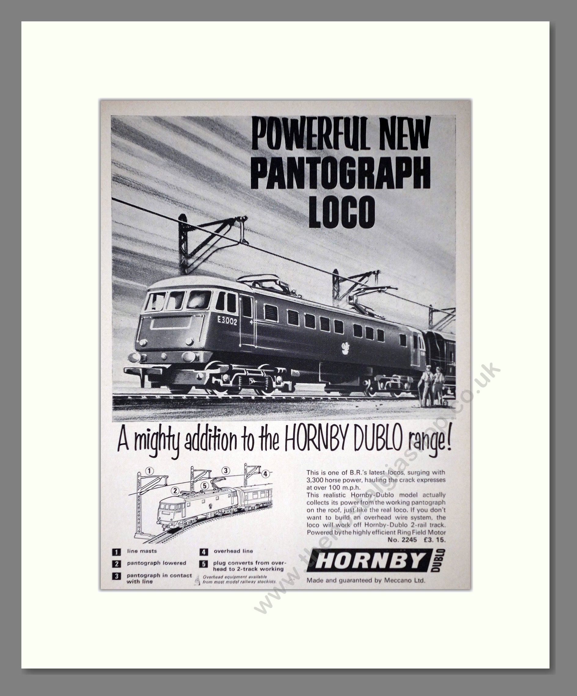 Hornby - Pantograph Loco. Vintage Advert 1964 (ref AD65830)